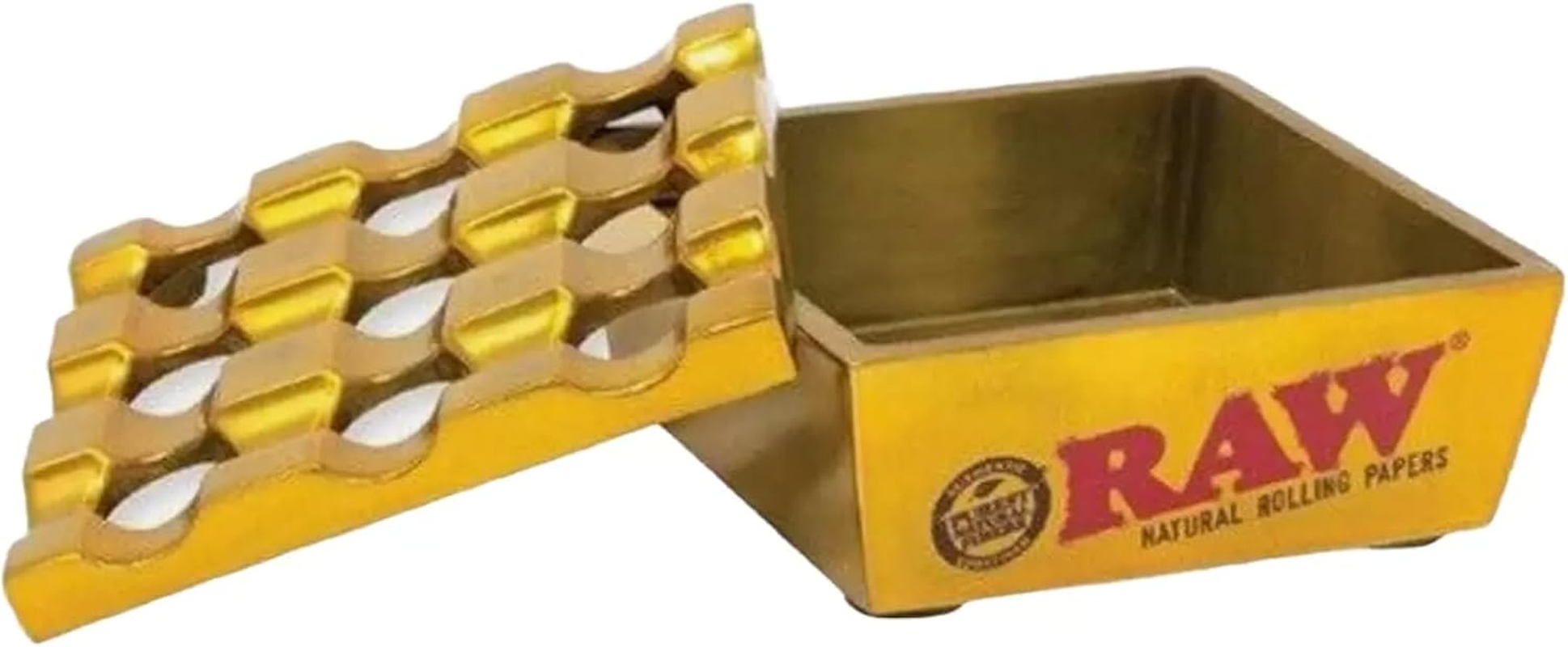 Raw Metal Ashtray, Gold Colour image number 3