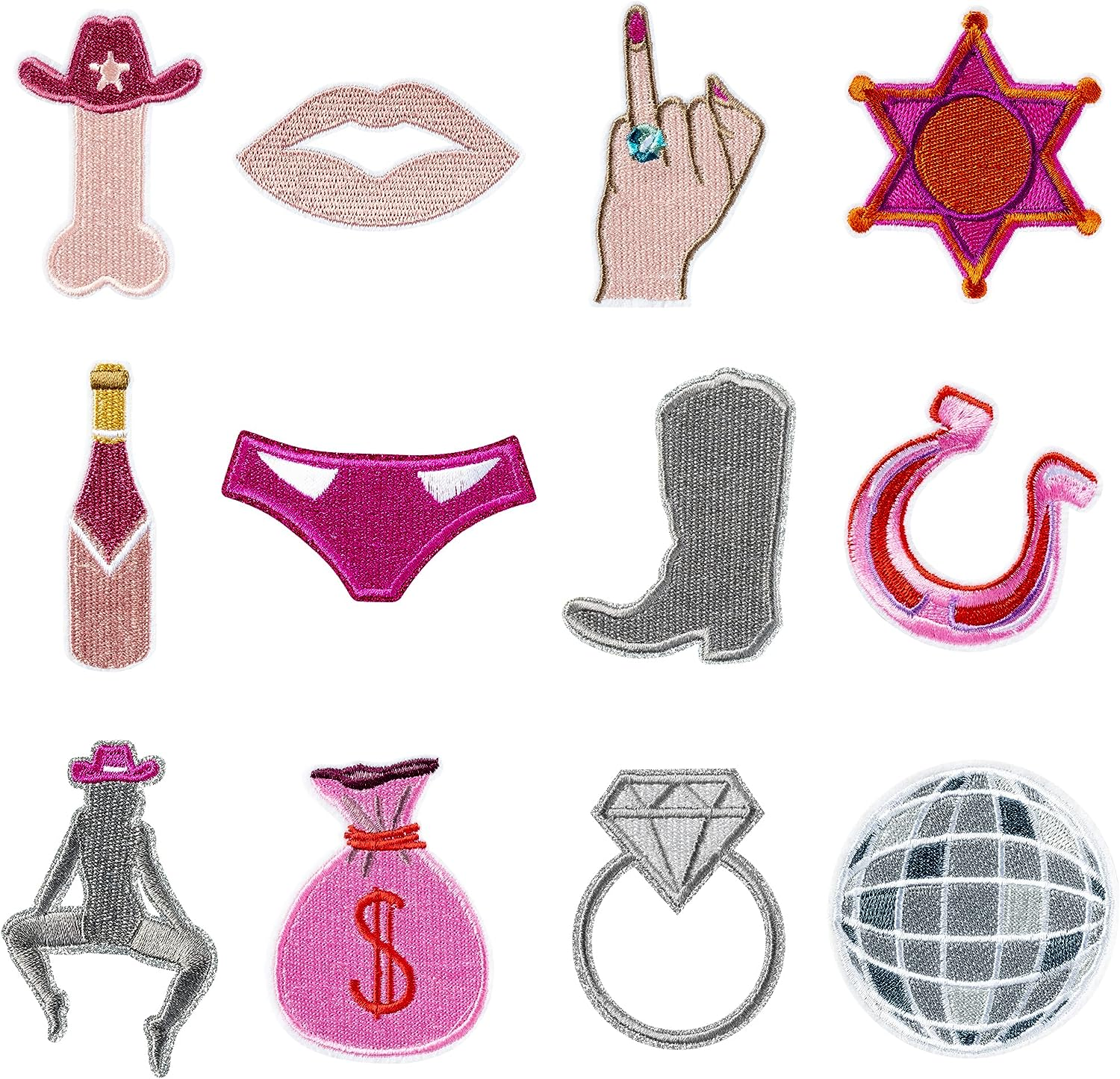 12Pcs Western Disco Cowgirl Bachelorette Iron on Patches for Clothing Sew Embroidered Applique Repair Patch DIY Crafts Decor Gifts Last Rodeo Nashville Party Wedding Bridal Shower