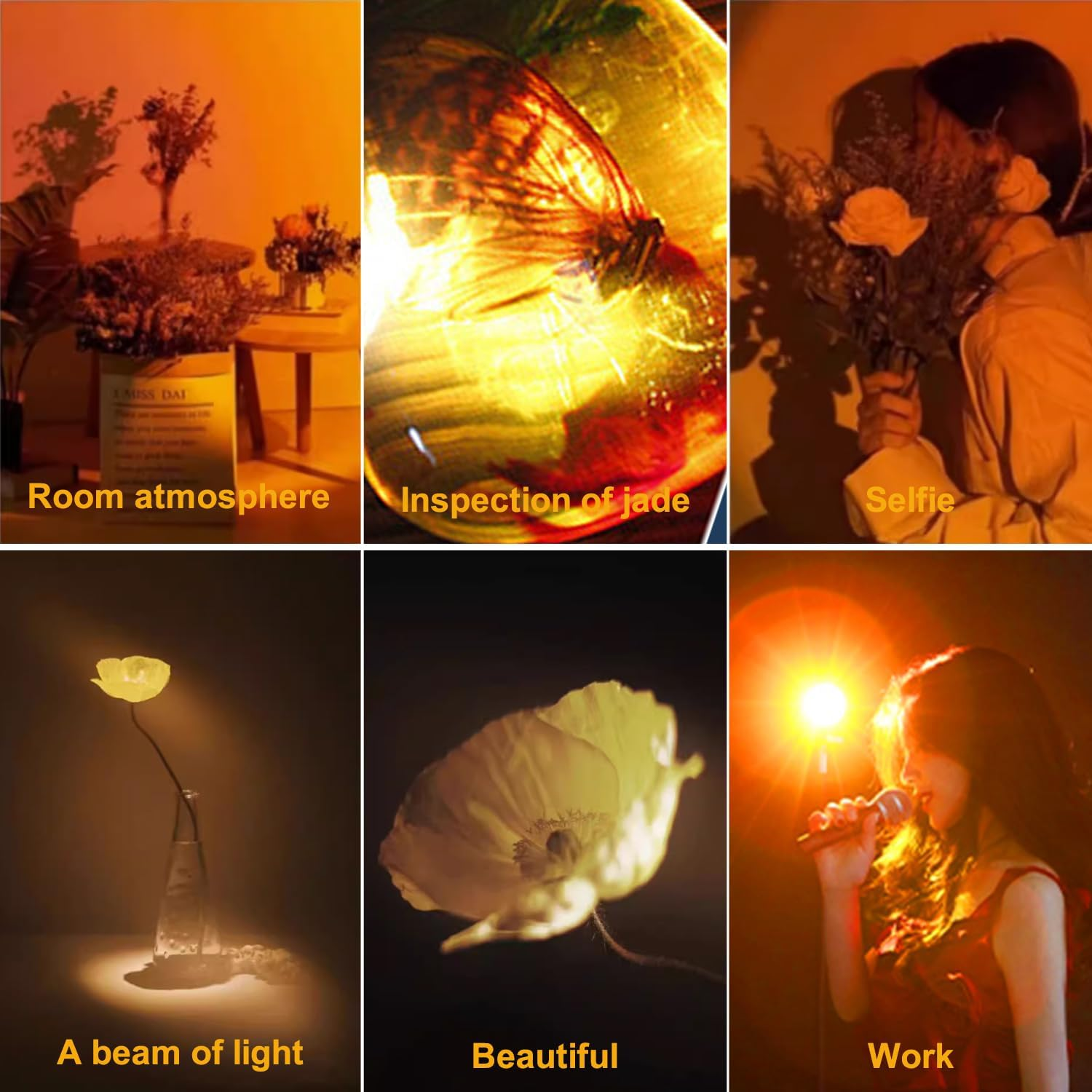 HYVCZP LED Amber Flashlight, 3 Modes Yellow Flashlight 3500K Warm Light, Blue Light Blocking for Daily Use, Camping, Aviation, Eye Care, Sleep Aid, Photography (2) image number 3