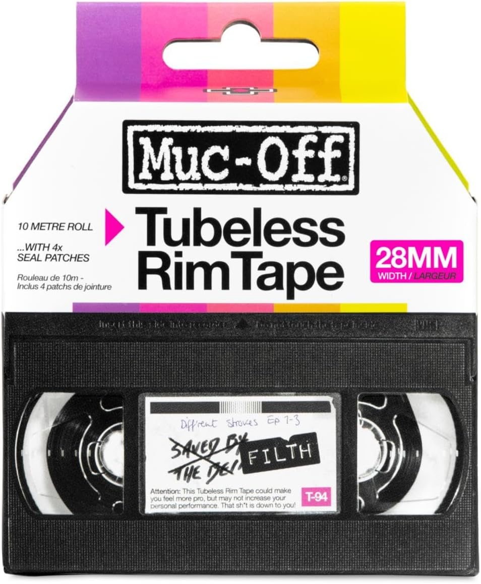 Muc-Off Tubeless Rim Tape, 28Mm - Pressure-Sensitive Adhesive Rim Tape for Tubeless Bike Tyre Setups - 10 Metre Roll with 4 Seal Patches image number 3