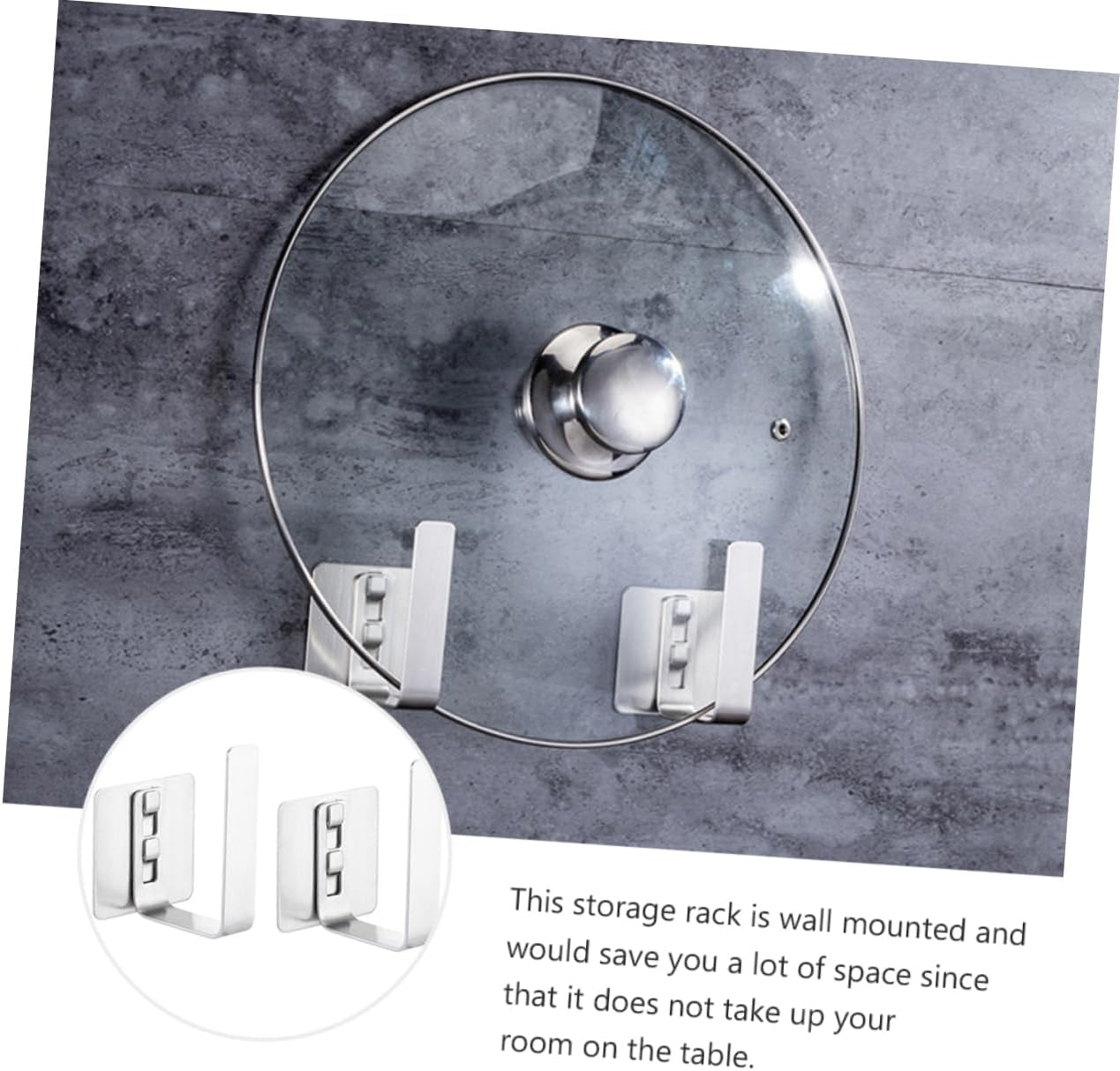 OKUMEYR 2Pcs Wall-Mounted Storage Rack Pot Lid Holder Multi-Purpose Wall Hanging Rack for Kitchen Organisation Pot Cover image number 5