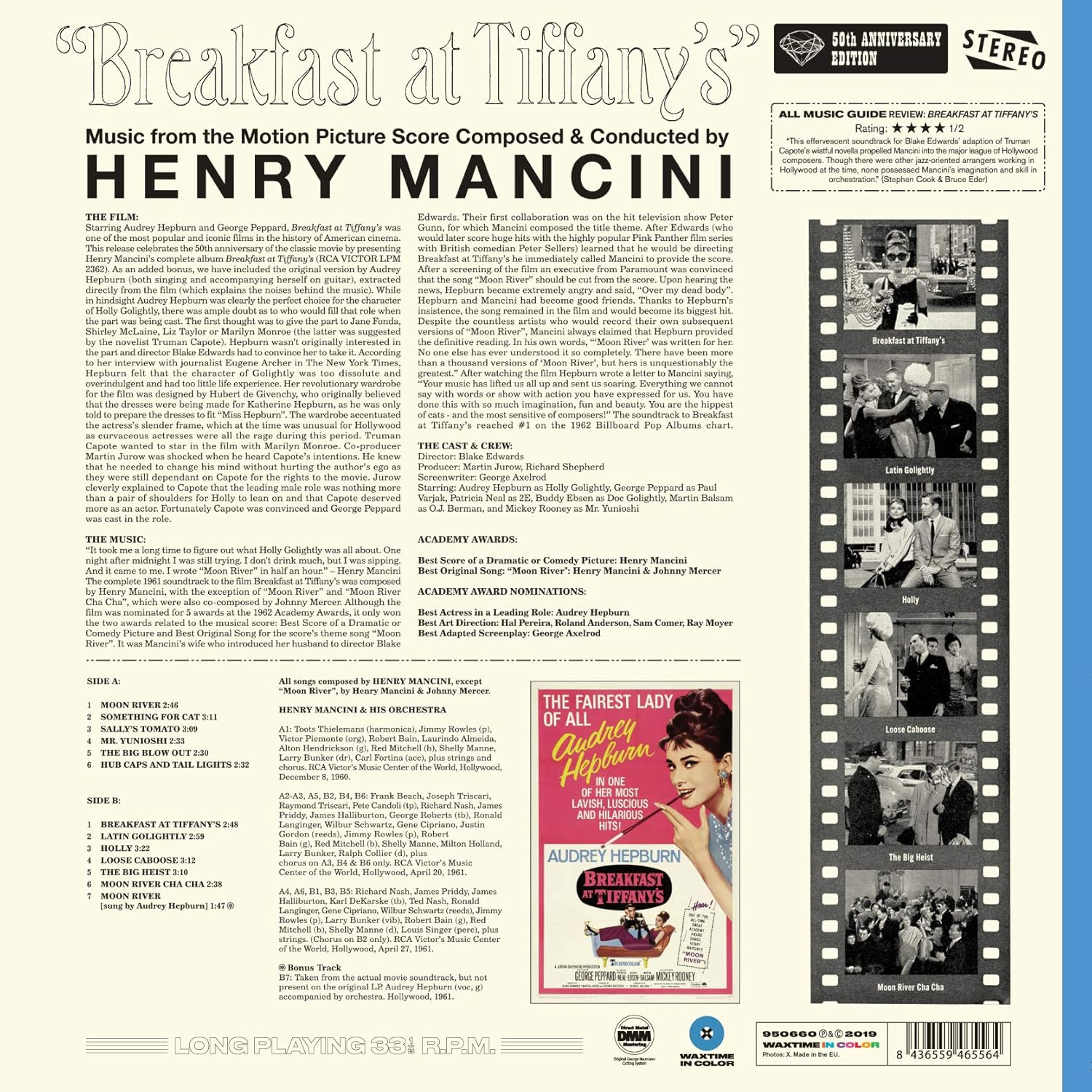 Breakfast at Tiffany'S Ost (1 Bonus Track/Limited/180G/Dmm/Transparent Blue Colored Vinyl) image number 1