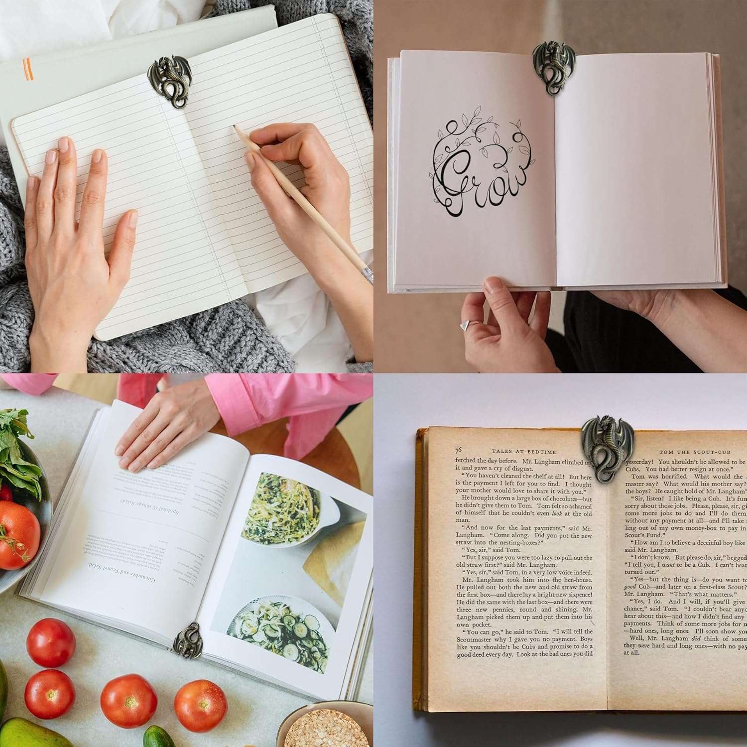 Rosebrook Antique Brass Journal Clips Used for Holding Journal Pages Open While Writing. Used to Prevent the Journal from Trying to Close on You While You Are Writing. Brass Dragon image number 2