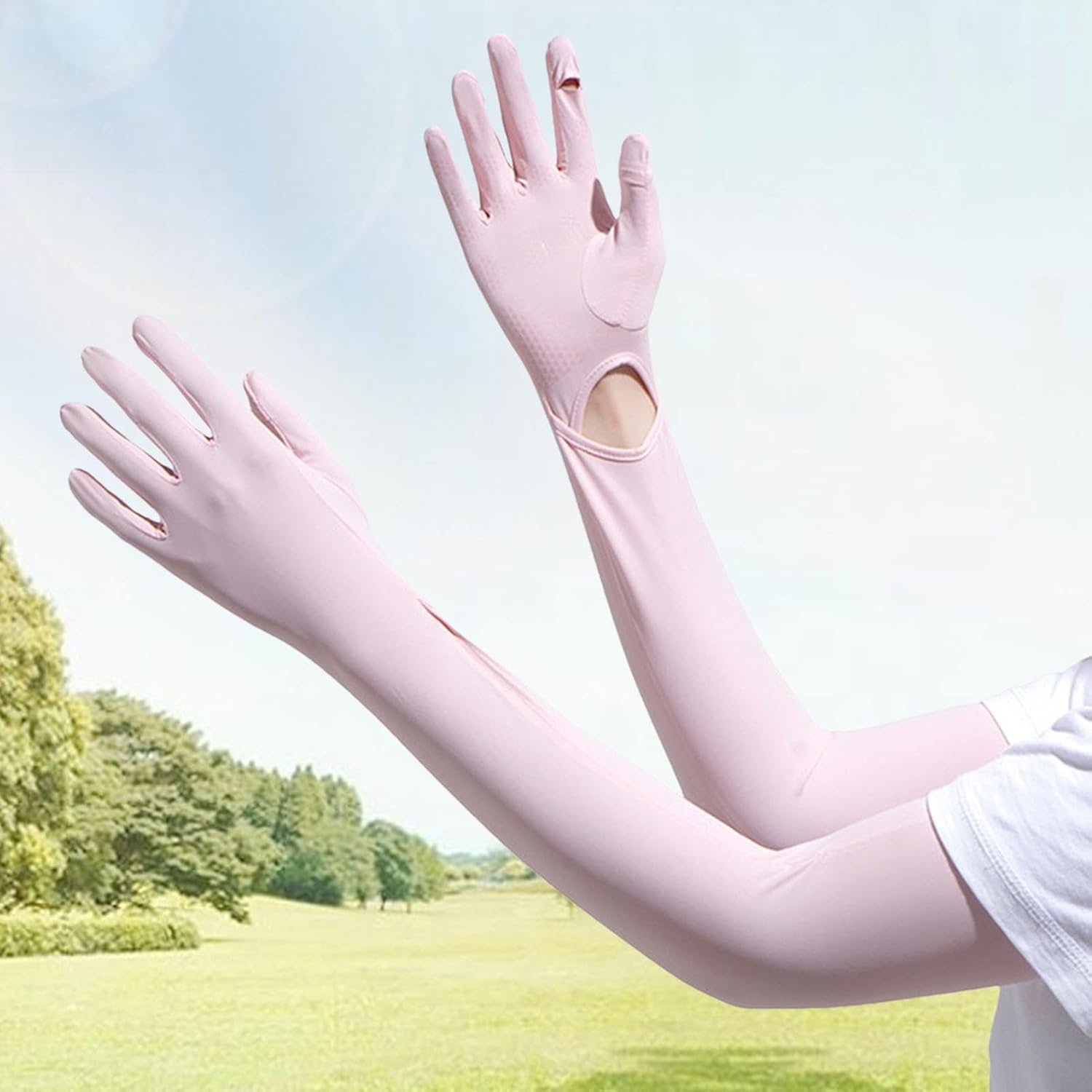 Shurzzesj Women'S Summer Gloves, Women'S Driving Gloves, Soft High Elasticity UV Gloves for Sun Protection &ndash; Long Quick Dry Sun Gloves for Girls - White image number 3