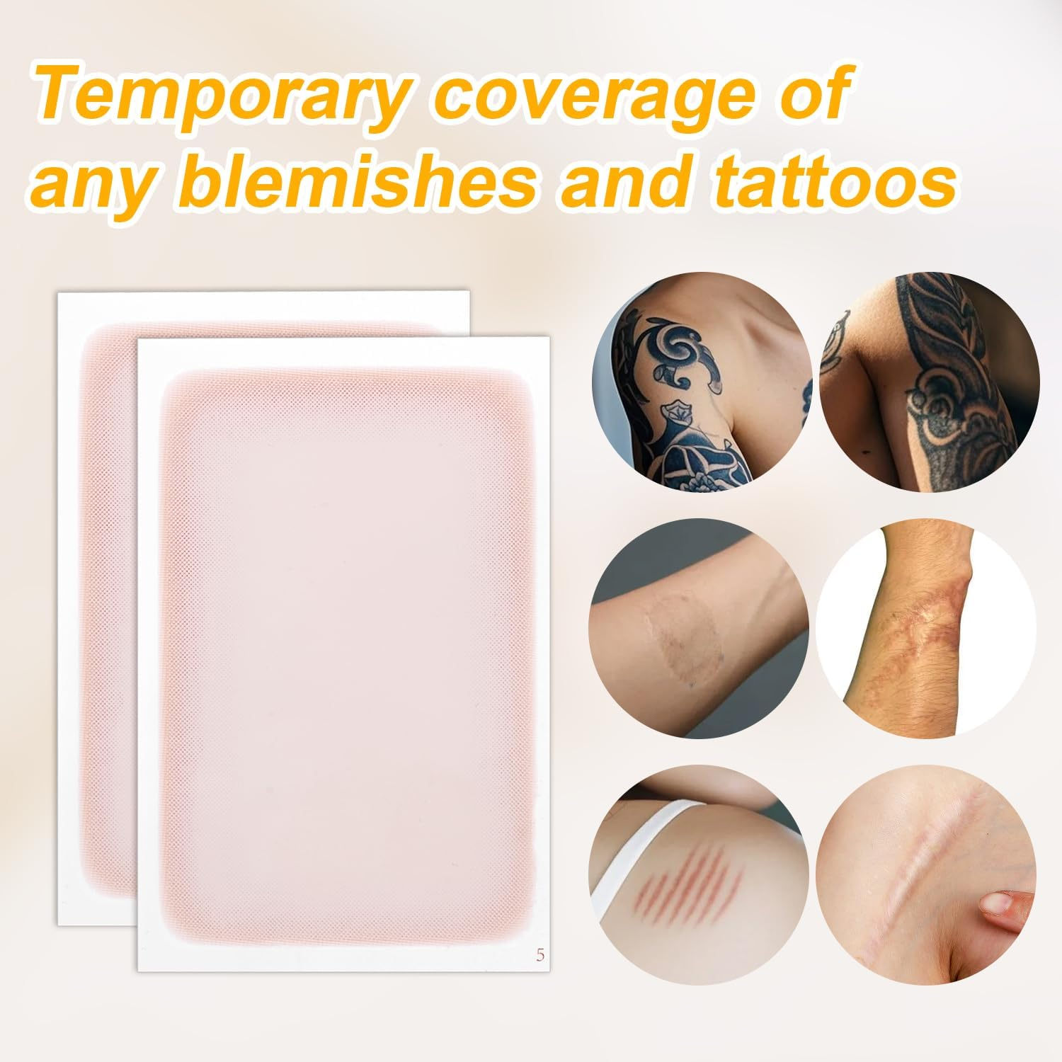 Gosknor 6Pcs Tattoo Cover up Patch, Waterproof Invisible Tattoo Cover up Stickers Natural Breathable Sweatproof Body Concealer Makeup Patches (Dark Skin Tone) image number 1