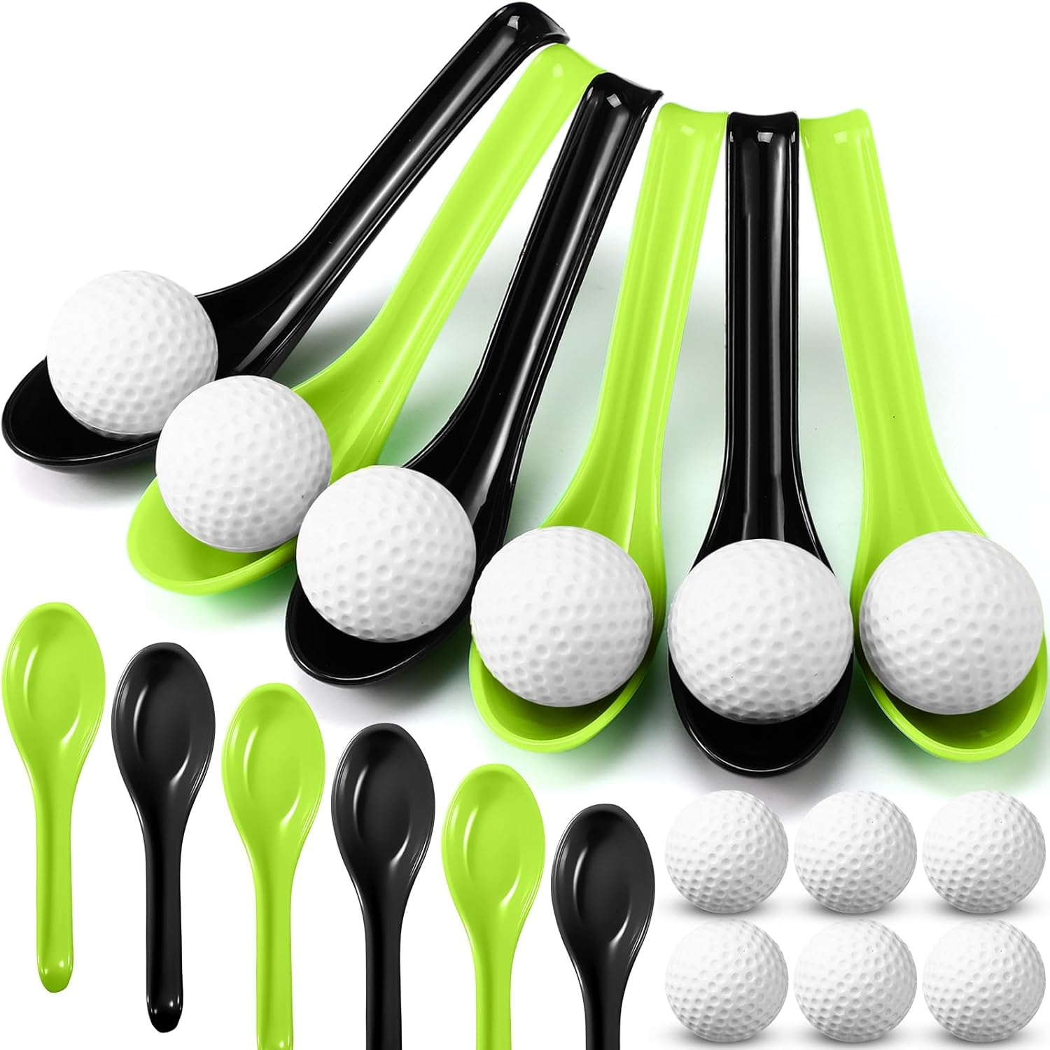 Pullcrease 12 Pack Golf Theme Party Spoon Relay Race Toy Set for Teens Adults, Mini Foam Golf Ball and Spoon Race Game for Sports School Birthday Party Indoor Outdoor Supplies Favors image number 6