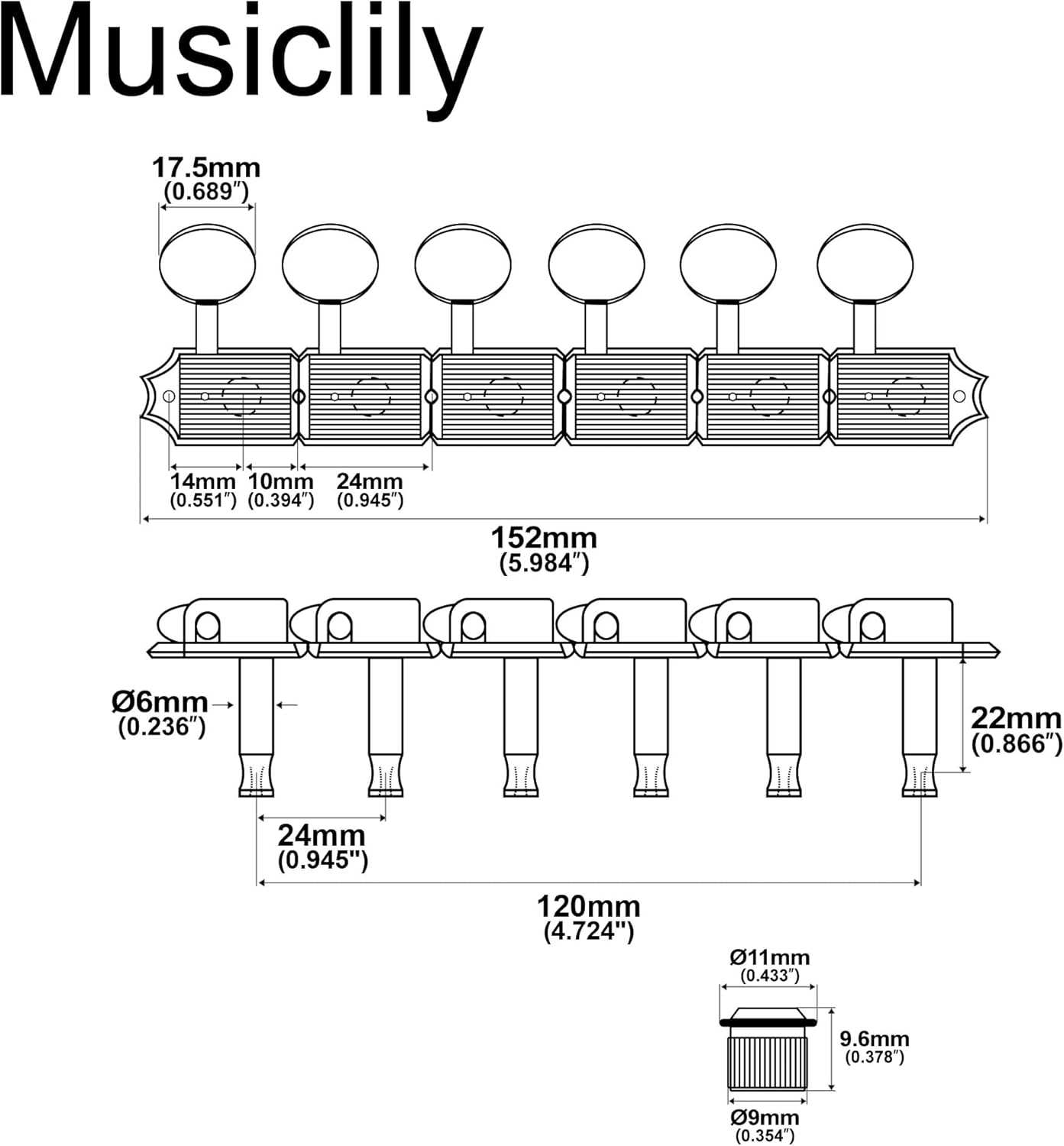Musiclily Pro Vintage Style Split Shaft 6 in Line Guitar Tuners Tuning Pegs Keys Machine Heads Set for Squier Classic Vibe Strat/Tele Style, Nickel image number 1