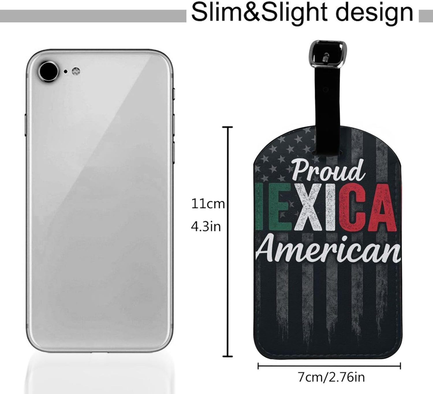 Proud Mexican Print Elegant Tag Stylish Tag Luggage Tag 4.3 X 2.76 Inch for Suitcases Travel Bags