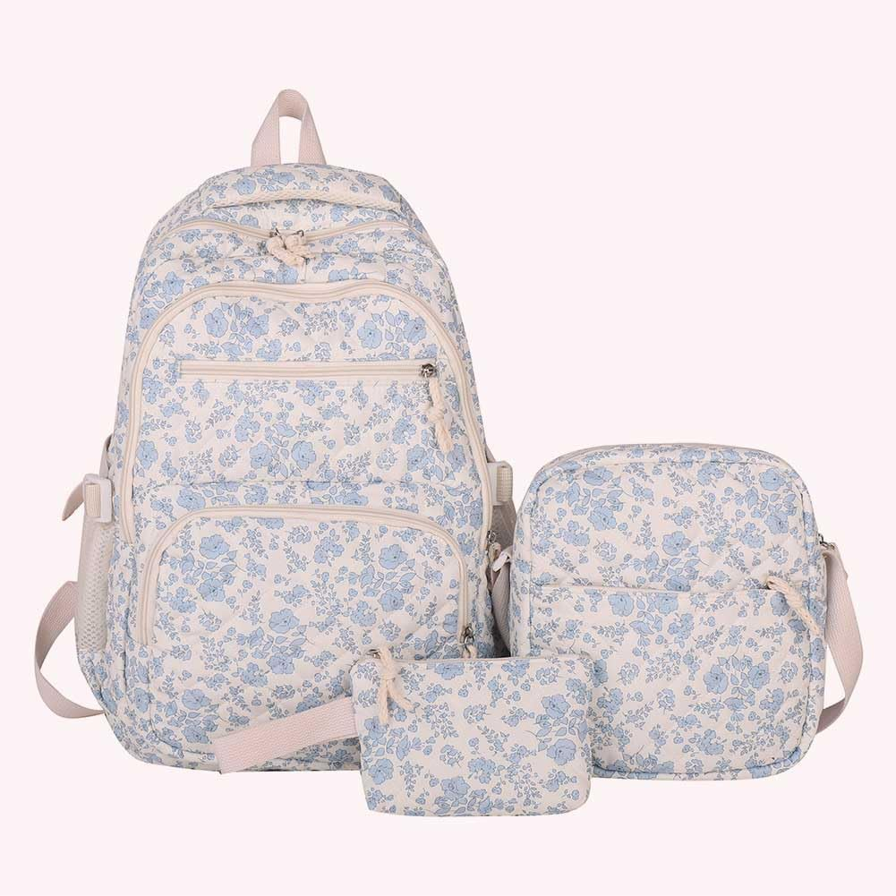 Coquette Backpack &ndash; 3-In-1 Floral Quilted Daypack Set, Aesthetic Nylon Rucksack with Crossbody Bag 2025 - Pink image number 5