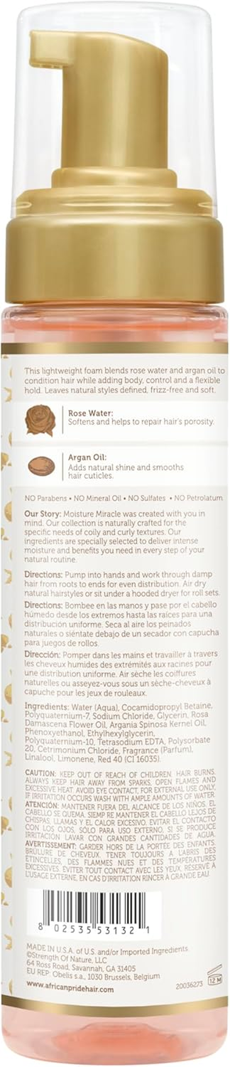AFRICAN PRIDE Moisture Miracle Rose Water & Argan Oil Soft & Smooth Curl Mousse image number 2
