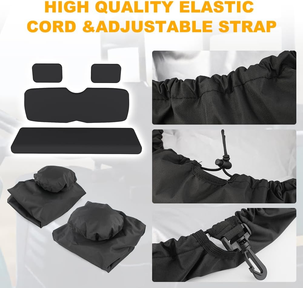 UTV Ranger Seat Covers, Black Waterproof Front Bench Seat Cover Compatible with Polaris Ranger 500/700/800 2002-2008 image number 4