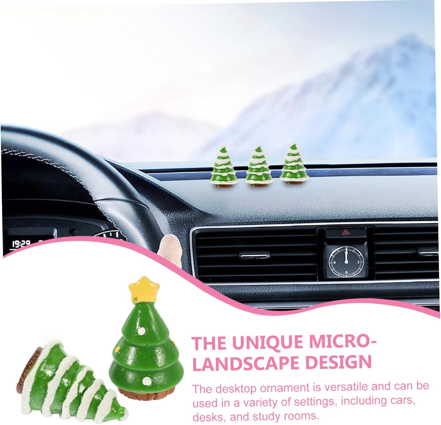 12Pcs Mini Christmas Tree Decor Santa Claus Snowman Ornament Festive Xmas Tree Decor Solid Resin Home image number 5