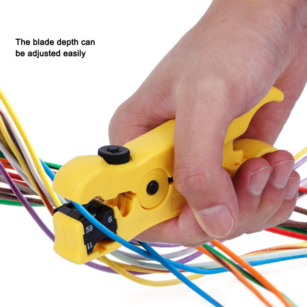 Universal Cable Wire Stripper Cutter, RG59 RG6 RG7 RG11 Coaxial Cable, Cat5E Cat6 UTP STP Flat round Network Wire Stripping Hand Tool, 3.4Mm-10.3Mm Crimping Pliers image number 4