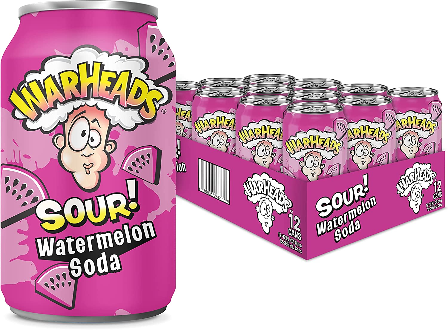 Warheads Watermelon Soda 355 Ml (Pack of 12) image number 3