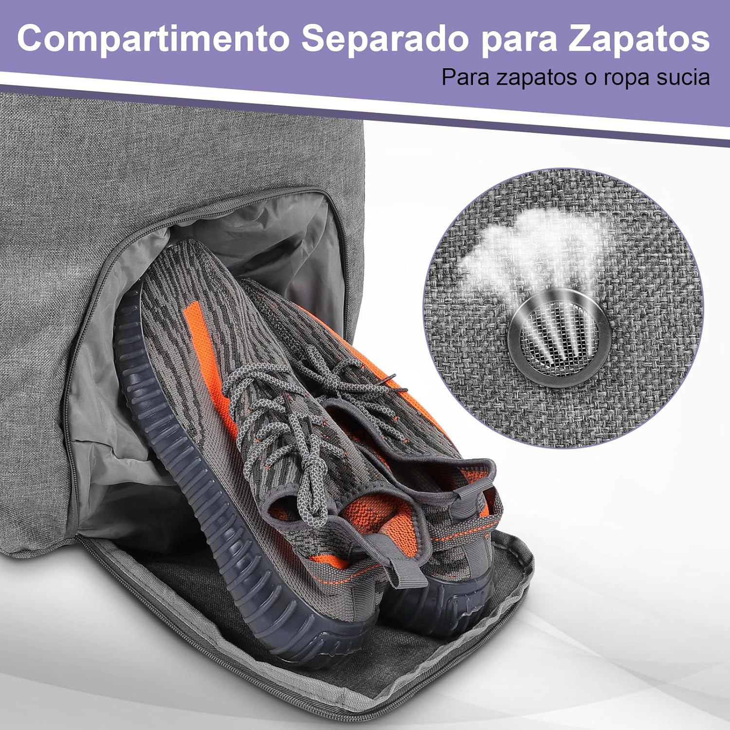 Travel Duffle Bag, Men'S Travel Bag, Waterproof Sports Bags for Women, with Shoe Compartment and Removable Shoulder Strap, for Gym Business Travel (Gray, 115L) image number 2