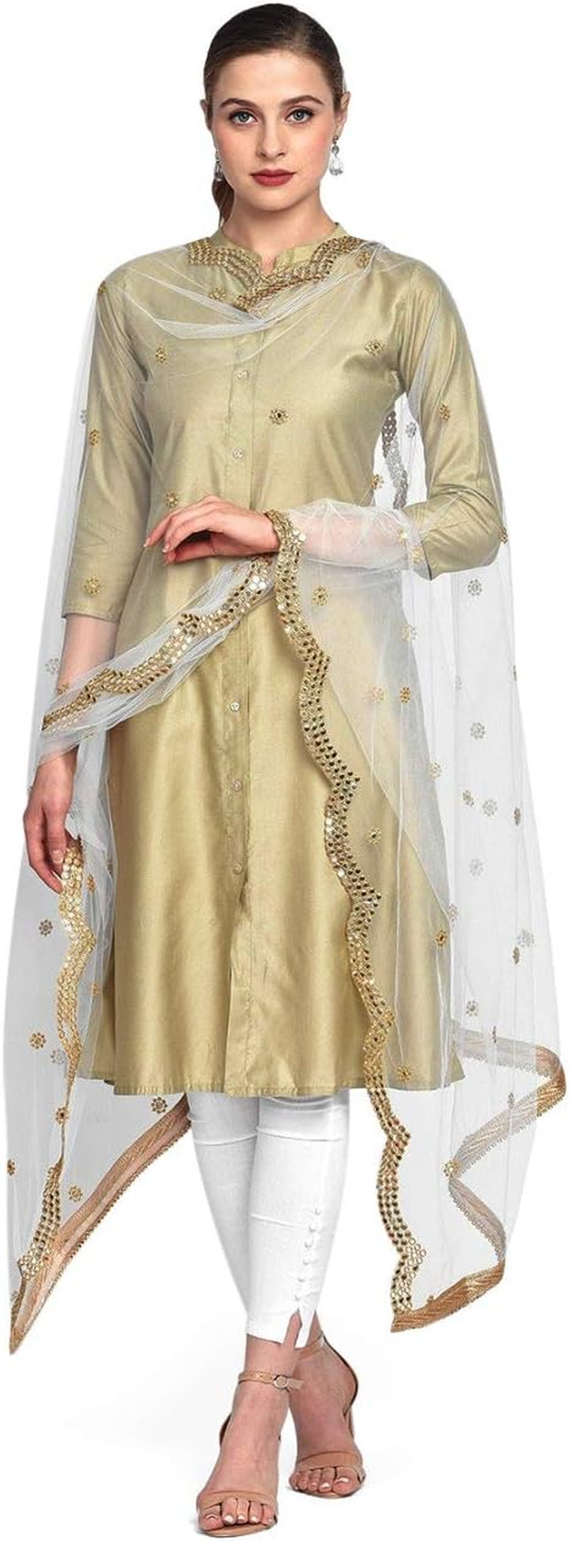 Dupatta Bazaar Women Gold Cotton Silk Dupatta image number 5