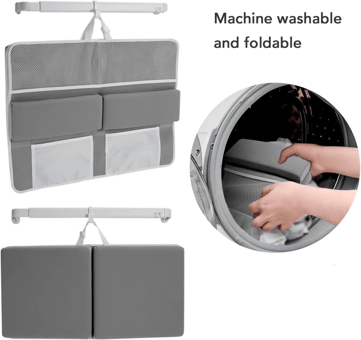 Baby Bath Kneeler and Elbow Rest Pad Set, Non Slip Comfortable Bath Kneeler with Storage Pockets, Easy to Clean Bathtub Kneeling Pad Painless Memory Foam Mat for Bathroom image number 5