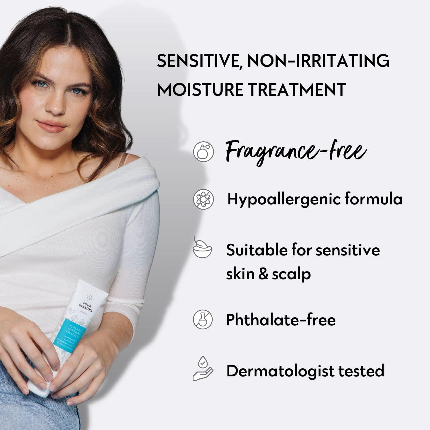 No Nothing Four Reasons Sensitive Moisture Treatment - Fragrance-Free, Moisturising Intensive Treatment - for Dry and Damaged Hair | 100% Vegan | 150 Ml image number 6