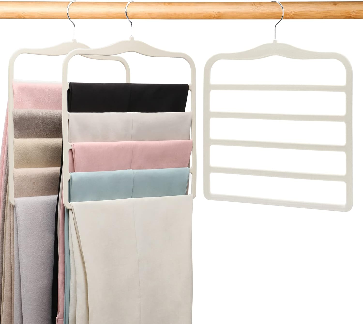 Closet Organizers and Storage,3 Pack Organization and Storage Pants-Hangers-Space-Saving,Velvet Hanger for Dorm Room for College Students Girls Boys Guys Hanging Jean Scarf