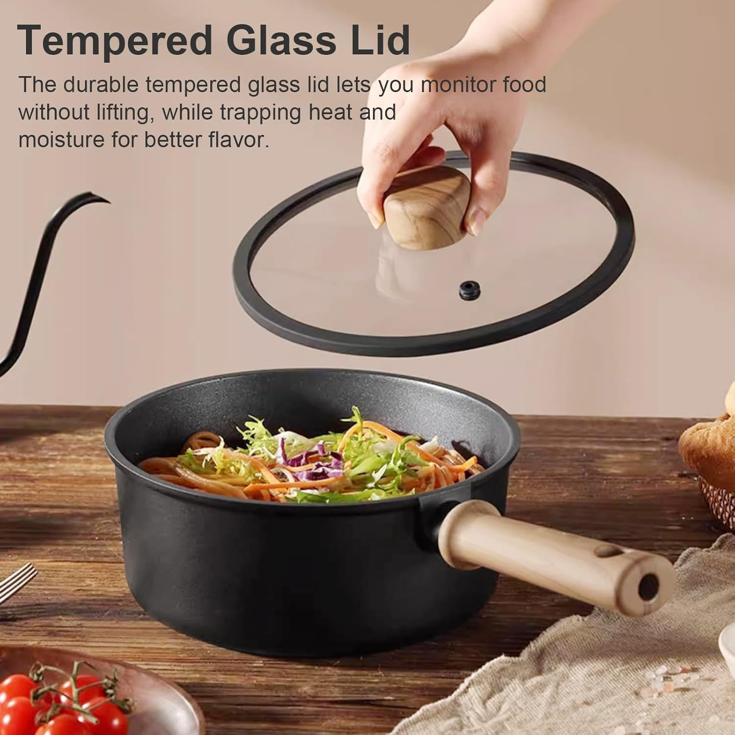 16 Pcs Pots and Pans Set Non Stick, Kitchen Nonstick Cooking Cookware Sets, Induction Cookware Set, Premium Pots and Pans with Cooking Set for All Stove Tops, PFAS and PFOA Free (16 Pcs) image number 5