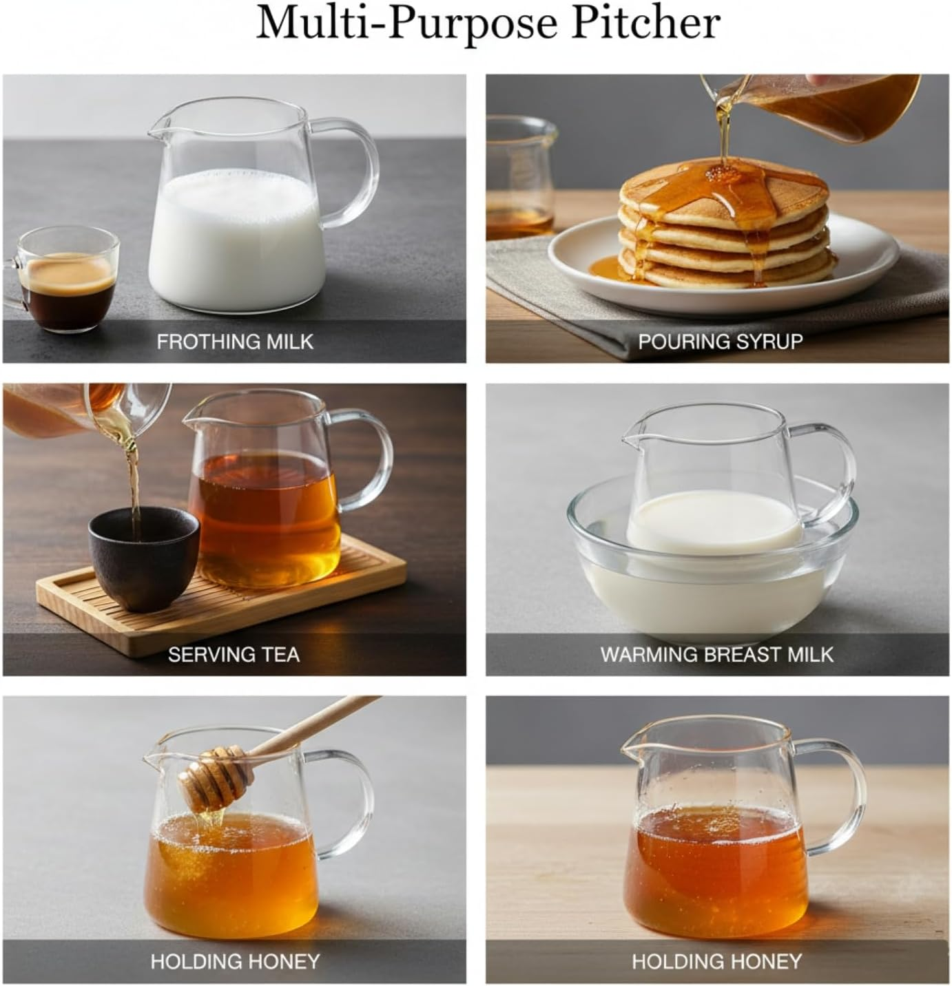 Small Glass Pitcher, 8.5 Ounces, Mini Glass Tea Pitcher (1 Pack) image number 6