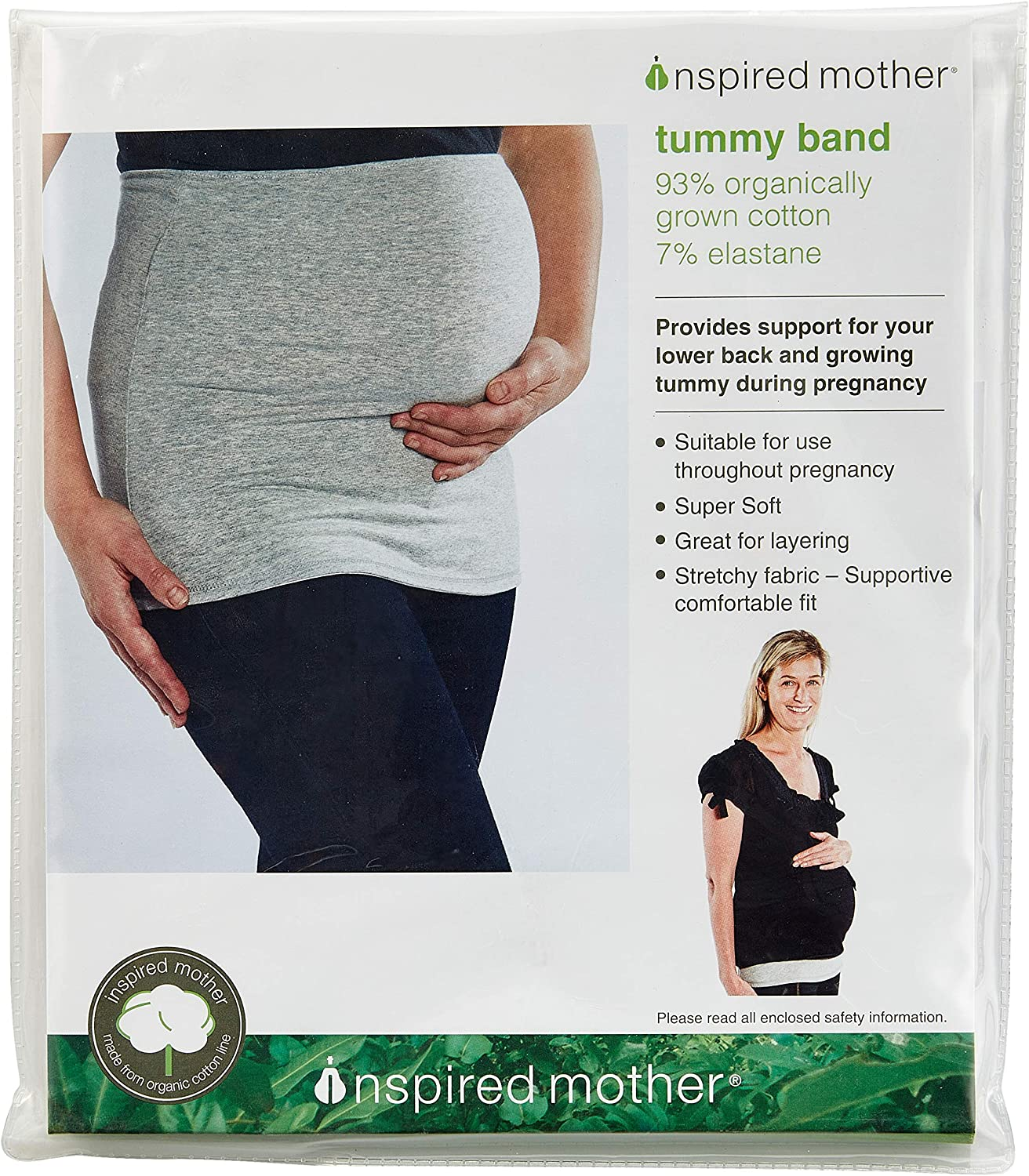 Inspired Mother Organic Cotton 1 Layer Tummy Band, Grey, Extra Small image number 1