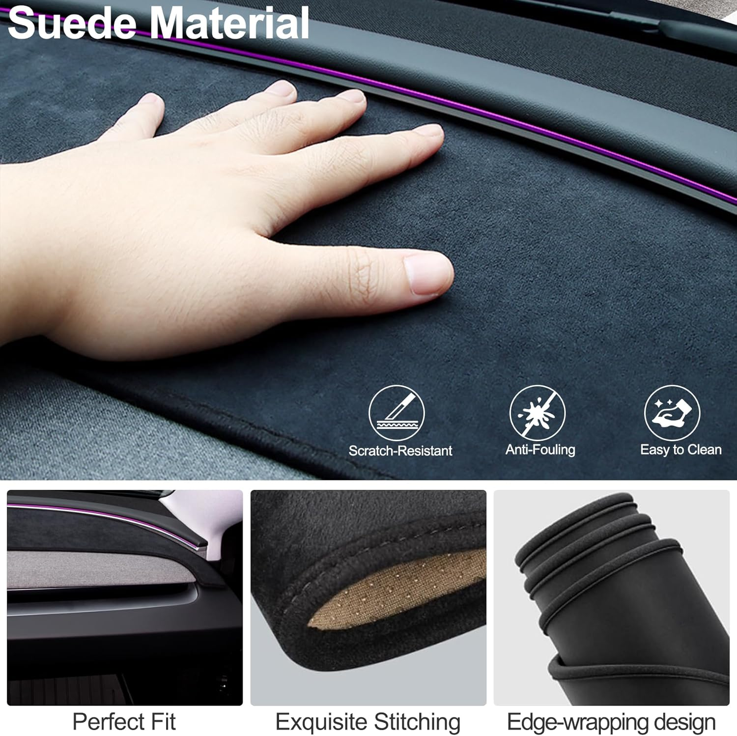 Dashboard Cover for Tesla Model Y Juniper 2025 2026, Non-Slip Anti-Glare Sunshade Suede Dash Board Mat Dash Protector Interior Accessories for UV Protection Heat Insulation image number 3