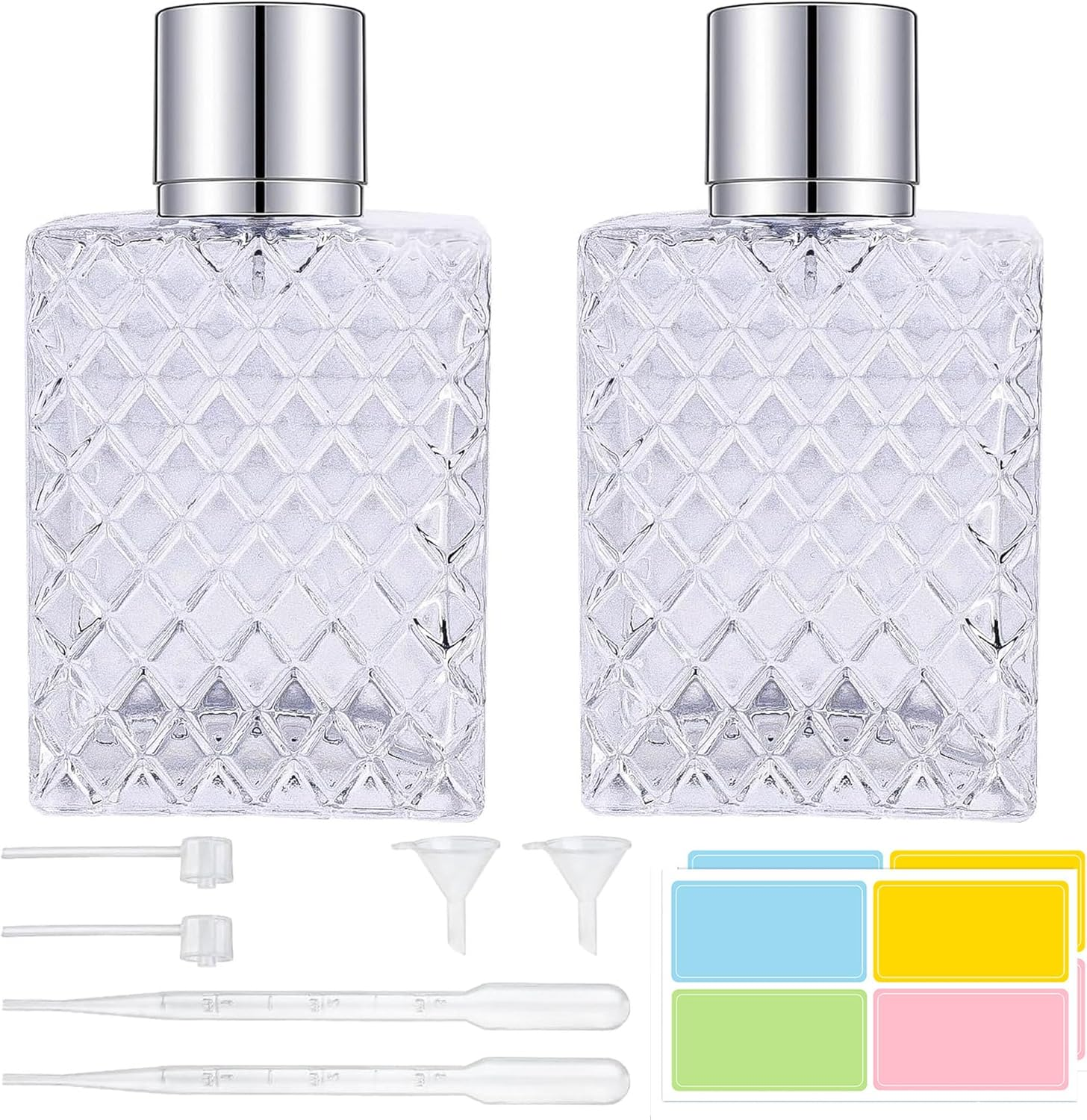 2Pcs Refillable Empty Perfume Bottle, 100Ml/3.4Oz Glass Atomizer, Portable Travel Cologne Spray Atomizer-Quttly image number 4