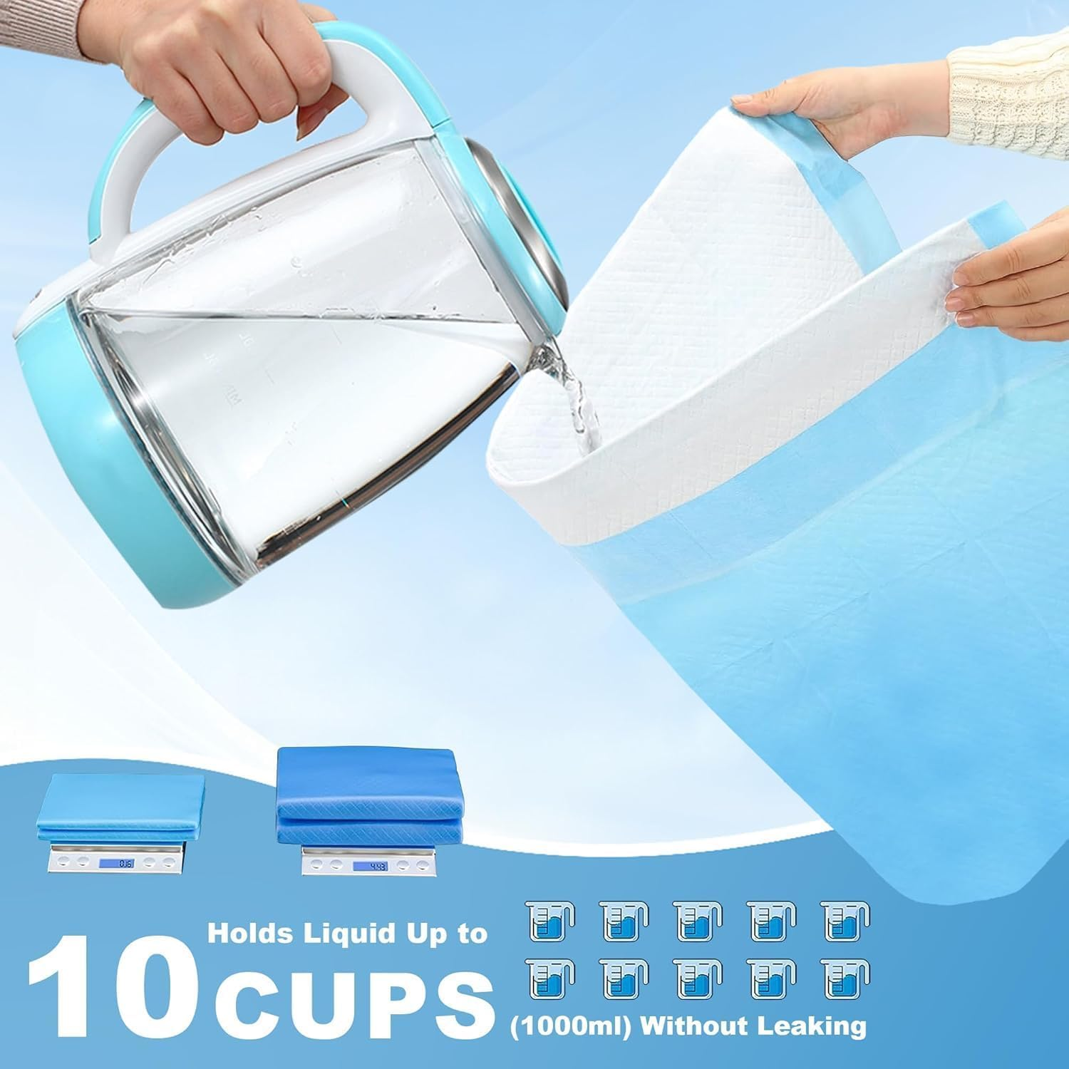 50 Pack Puppy Disposable Training Pads 60X60Cm, 6 Layers Large Puppy Pads, Leak-Proof & Super Absorbent, Thicken Nappies & Potty Training Pads for Doggie Cats Rabbits, Quick Dry Dog Pee Pads (50) image number 2