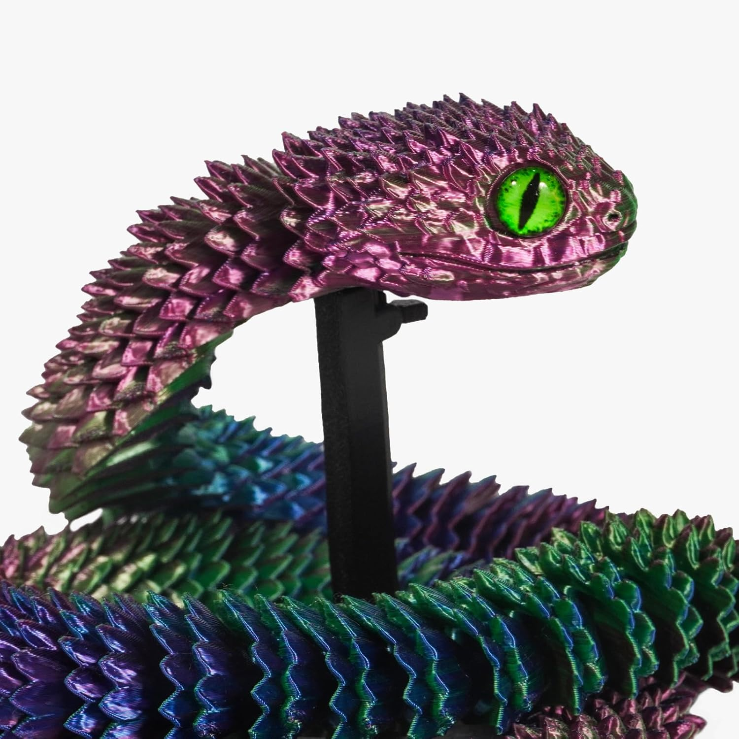 3D Printed Articulated Snake &ndash; 29.5'' Crystal-Like Movable Snake&ndash; Realistic Slithering Design, Collectible Articulated Model (Blue Green Yellow) image number 4
