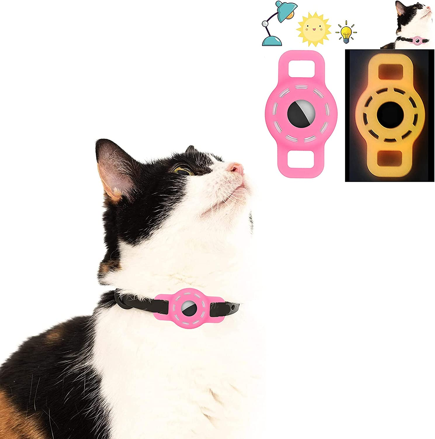 Airtag Cat Collar Holder Compatible with Apple Air Tag,Small Animals Pets Anti-Lost Pet Collar Id Tags for Air Tags,Anti Scratch Cat GPS Tags,Silicone Case for Cats Collar Finder Tracker Locator