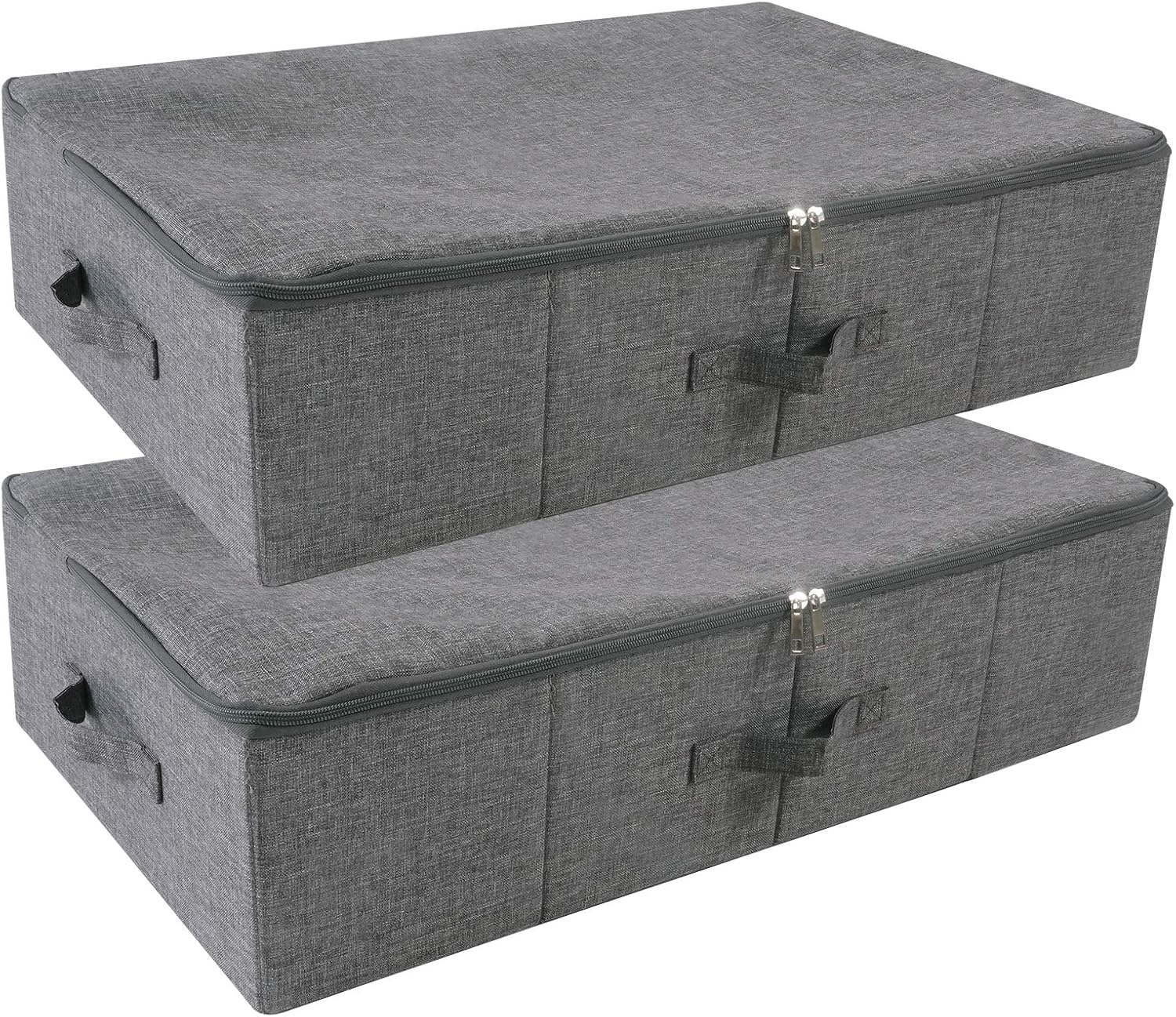 Iwill CREATE PRO Pack of 2, Folding Zip Lidded under Bed Storage Boxes, Good for Shoes, Duvets, Clothes,Toys Organiser, Light Gray