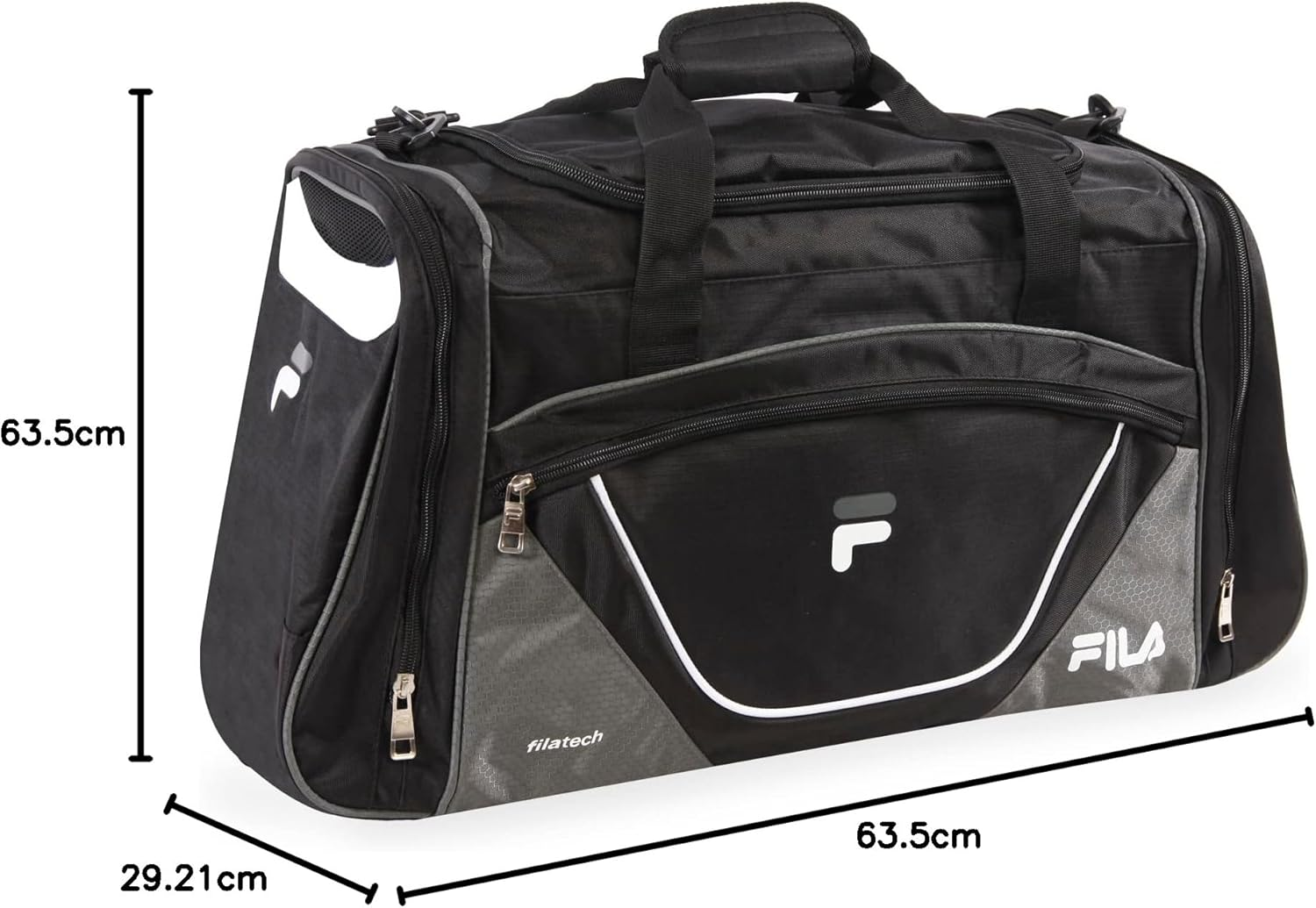 Fila Acer Large Sport Duffel Bag, Black Charcoal, Black Charcoal, Acer Large Sport Duffel Bag image number 2