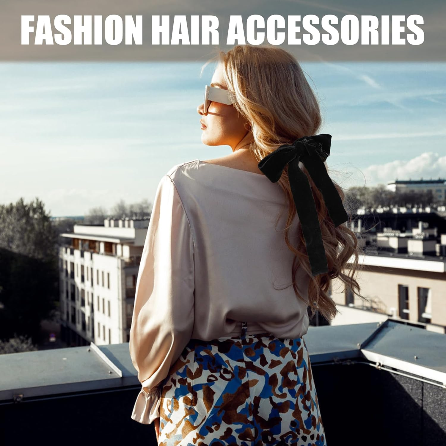 2Pcs Velvet Hair Scrunchies Bows, Black Velvet Hair Bows for Women, Elegant with Elastic Bands Ponytail Holder Ties Ribbon Women Girls image number 4