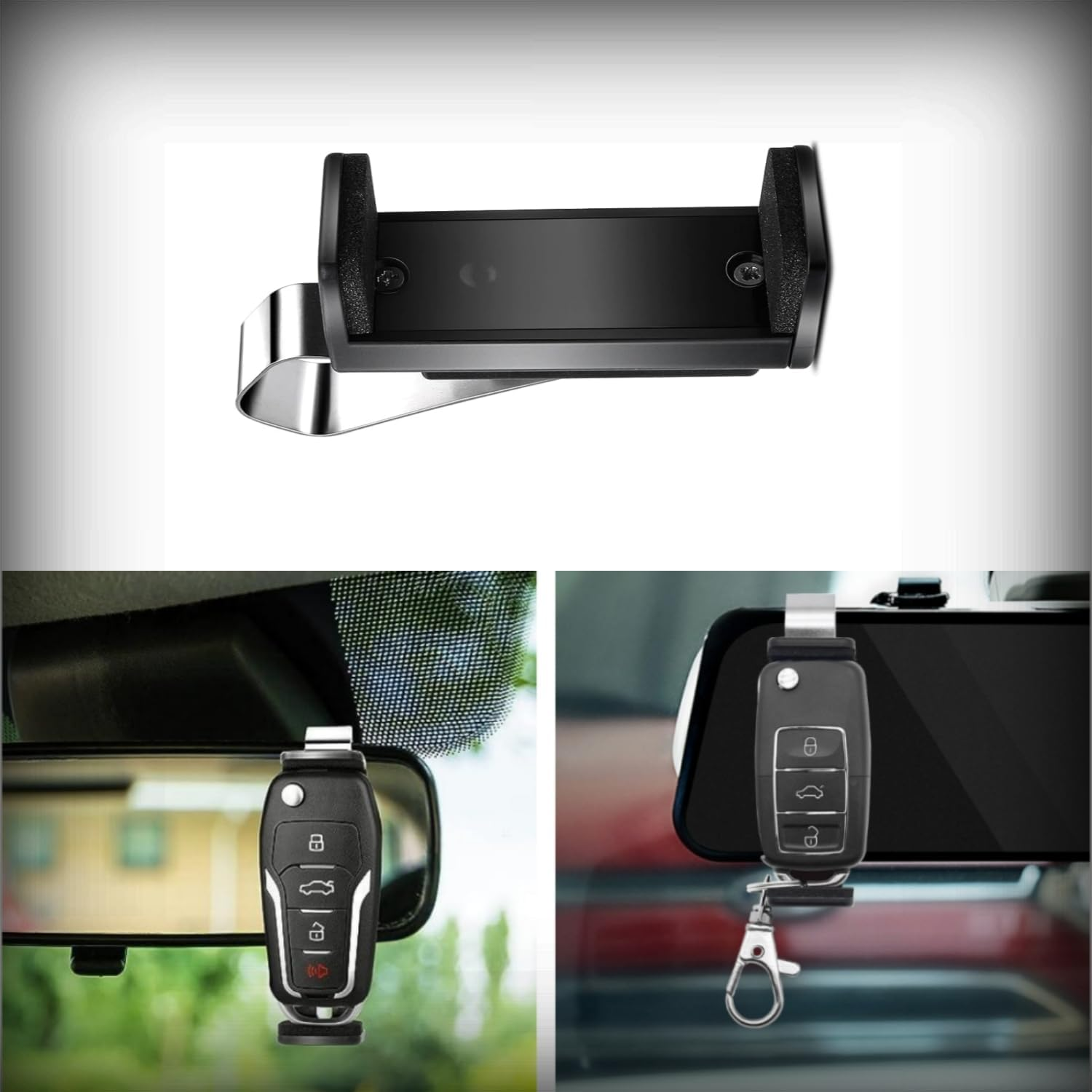 Garage Door Remote Key Car Visor Clip Remote Key Fob Car Key Chain Remote Clip for Garage Door Car Sun Shade Remote Visor Clip for Garage Door Launcher (2) image number 1