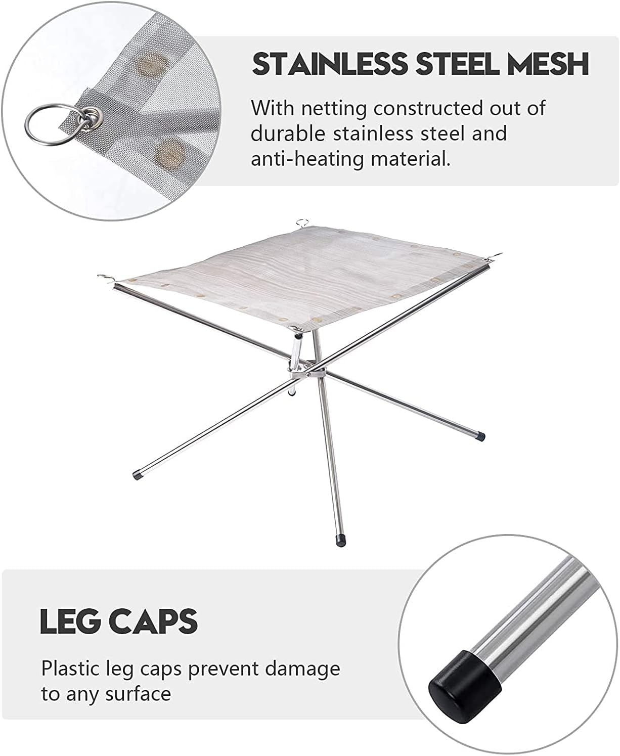 22 Inch Portable Outdoor Fire Pit, Collapsing Steel Mesh Fireplace - Perfect for Camping, Backyard and Garden - Carrying Bag Included image number 2