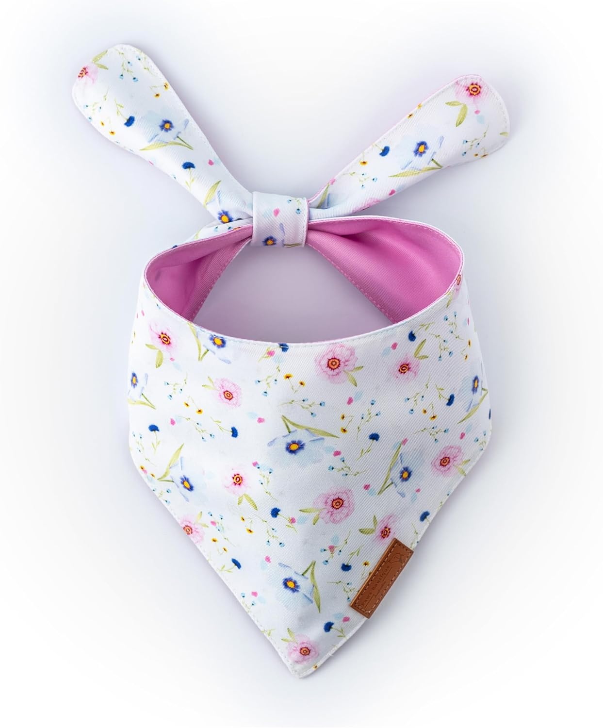 Paws Boutique Premium Dog Bandana/Scarf | Design: Pretty Blossoms | Reversible Dual Layered/Sided | Small, Medium & Large Pets | Unique Style | Accessories for Puppies & Dogs (M) image number 3