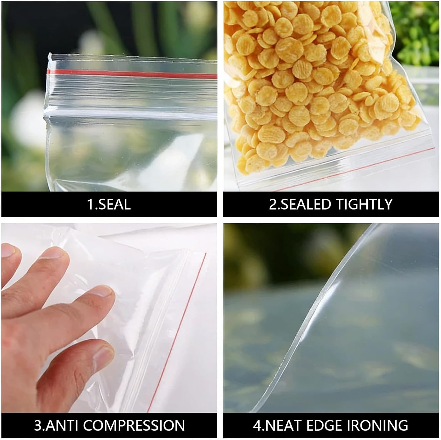 Luzcauwy 200 Pcs 4X6Cm Clear Zip Lock Resealable Bags Thick Small Plastic Ziplock Pouches for Storing Jewelry Screws Samples Waterproof Air Tight Professional Packaging Home and Business Use image number 2