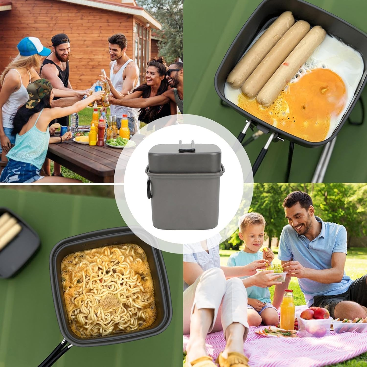 Camp Cookware - Aluminum Camping Cookware Non-Stick,Lightweight Multifunctional Camp Cooking Utensils Set for Hiking Cycling image number 4