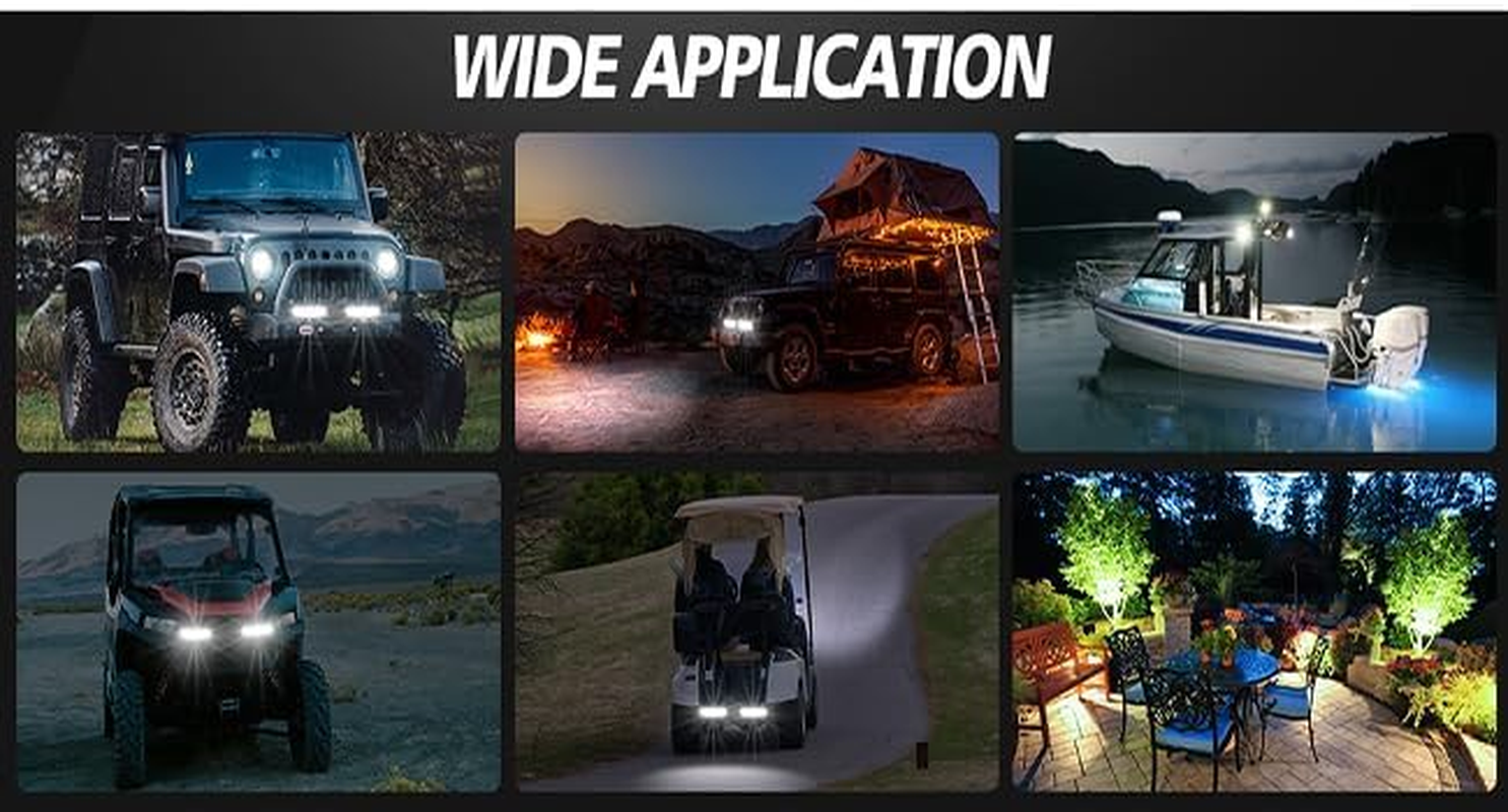 LED Light Bar, 4PCS Super Bright Led Waterproof Spotlights, LED Work Light Pods Single Row off Road, Boat Spot Marine Deck Light, Fog Light for SUV ATV Car Truck Golf Cart 9V 32V IP67