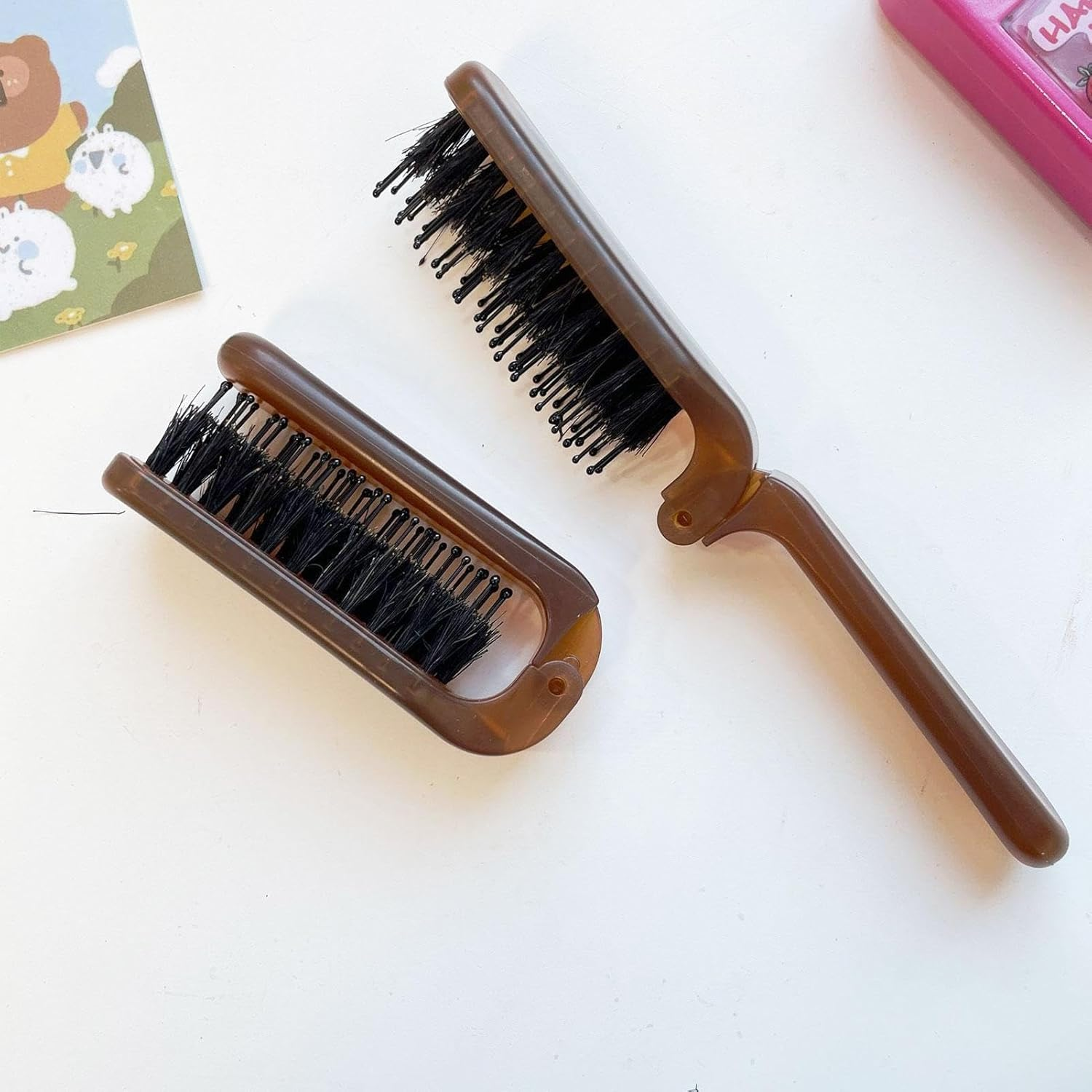 FOLDING HAIR BRUSH - Compact Travel Hair Brush, Foldable Brush with Folding Handle | Portable Retractable Hair Comb for Travel, Folding Brush for Hair Care and Styling on the Go image number 4