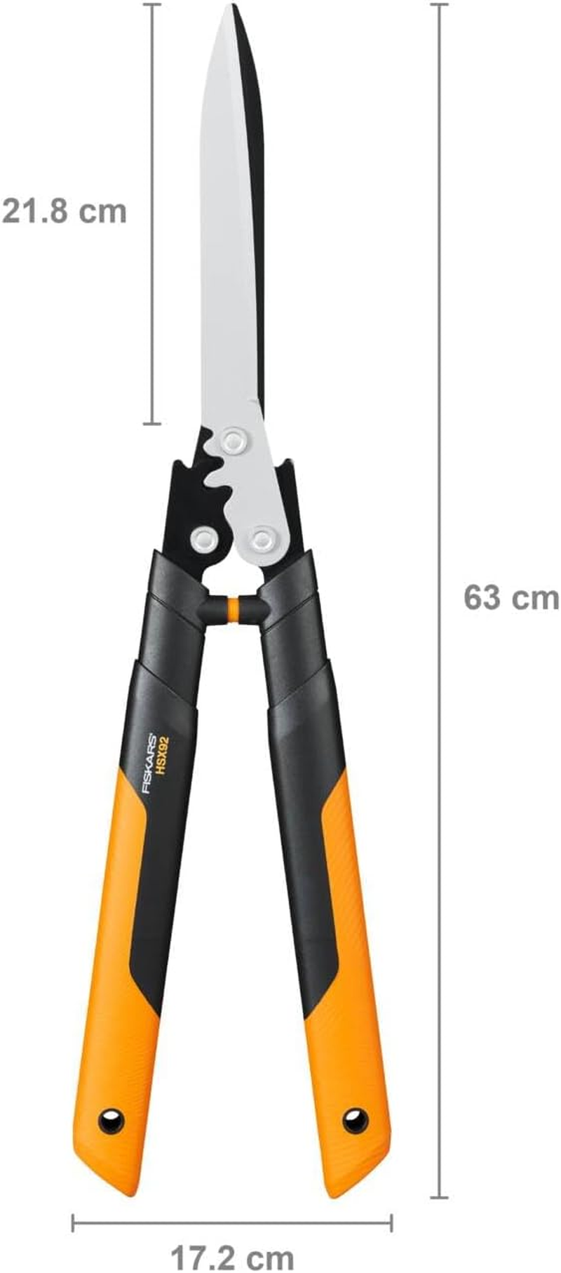 Fiskars Powergear X Hedge Shear HSX92, Non-Stick Coating, Steel Blades, Length: 63 Cm, Black/Orange, 1023631 image number 2