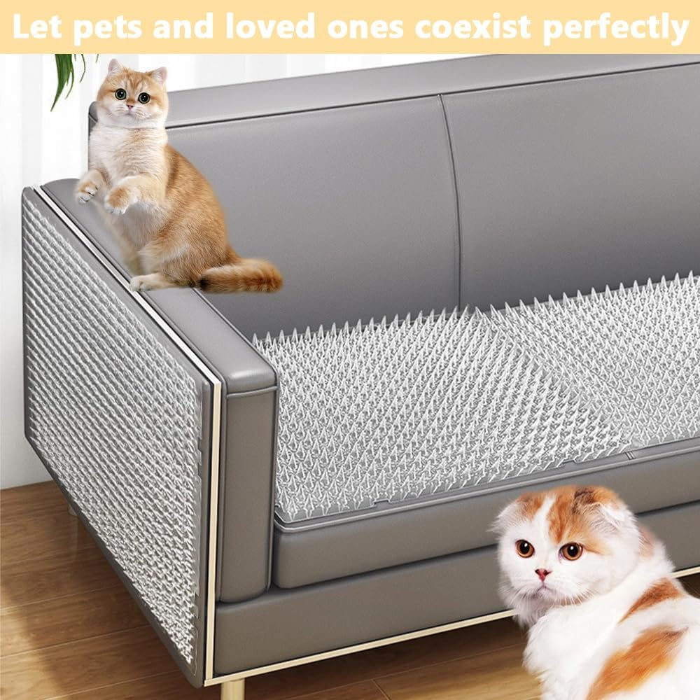 20-Piece Clear Pet-Proof Spiked Pads, Cat Deterrent Mat, Foldable Pussy Repeller, Gentle Rounded Spikes, Compact Storage, for Indoor and Outdoor Us image number 3