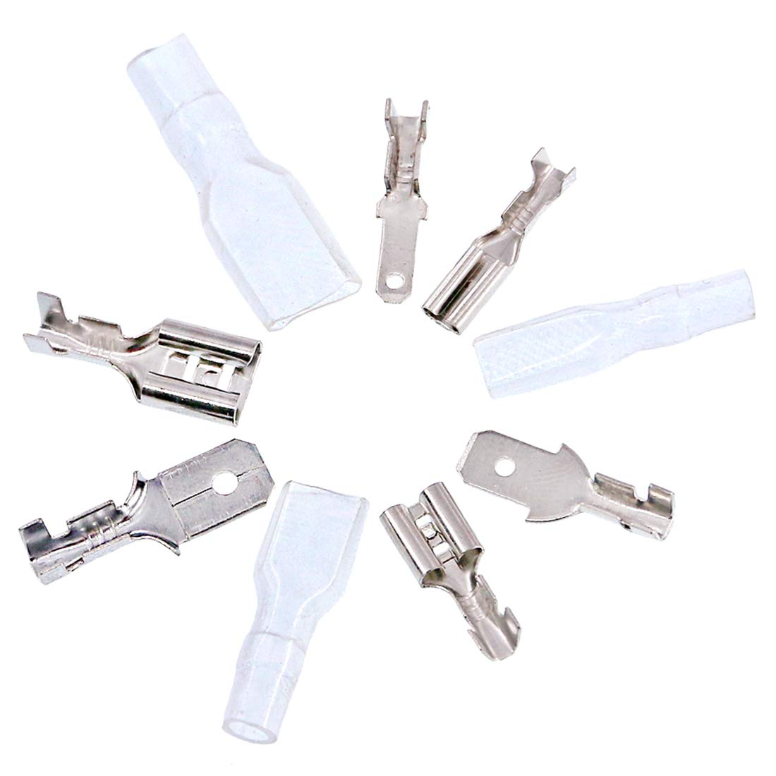 315Pcs 2.8/4.8/6.3Mm Male and Female Spade Quick Connectors Wire Crimp Terminal Block with Insulating Sleeve Assortment Kit Perfect for Electrical Wiring Car Audio Speaker image number 3