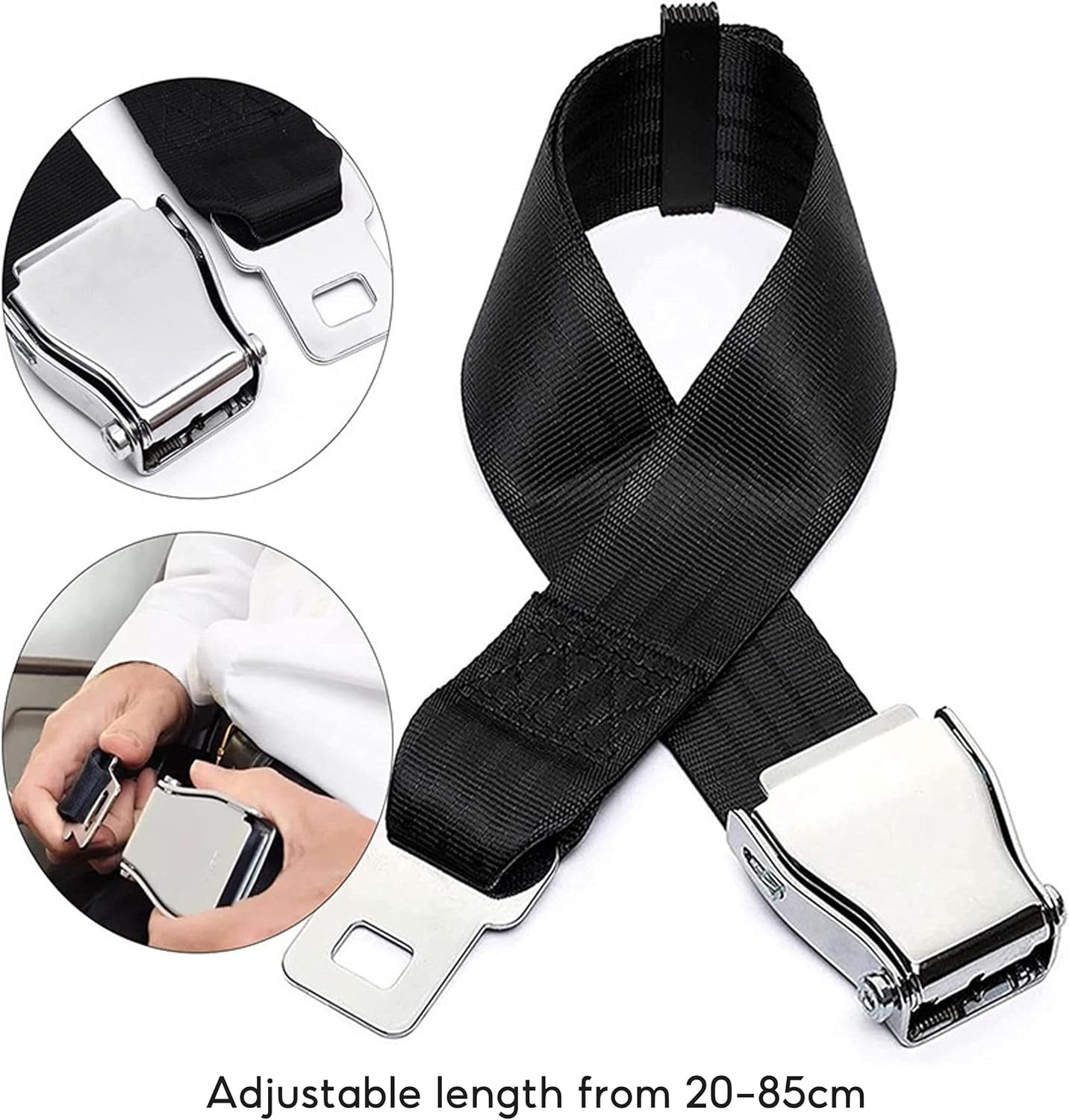 Airplane Seat Belt Extender, Adjustable 8-33 Inch Plane Seatbelt Extension, Airport Essentials Seat Belt Extension, Universal Adjustable Aircraft Safety Belt Fits Pregnant Obese with Storage Bag image number 2