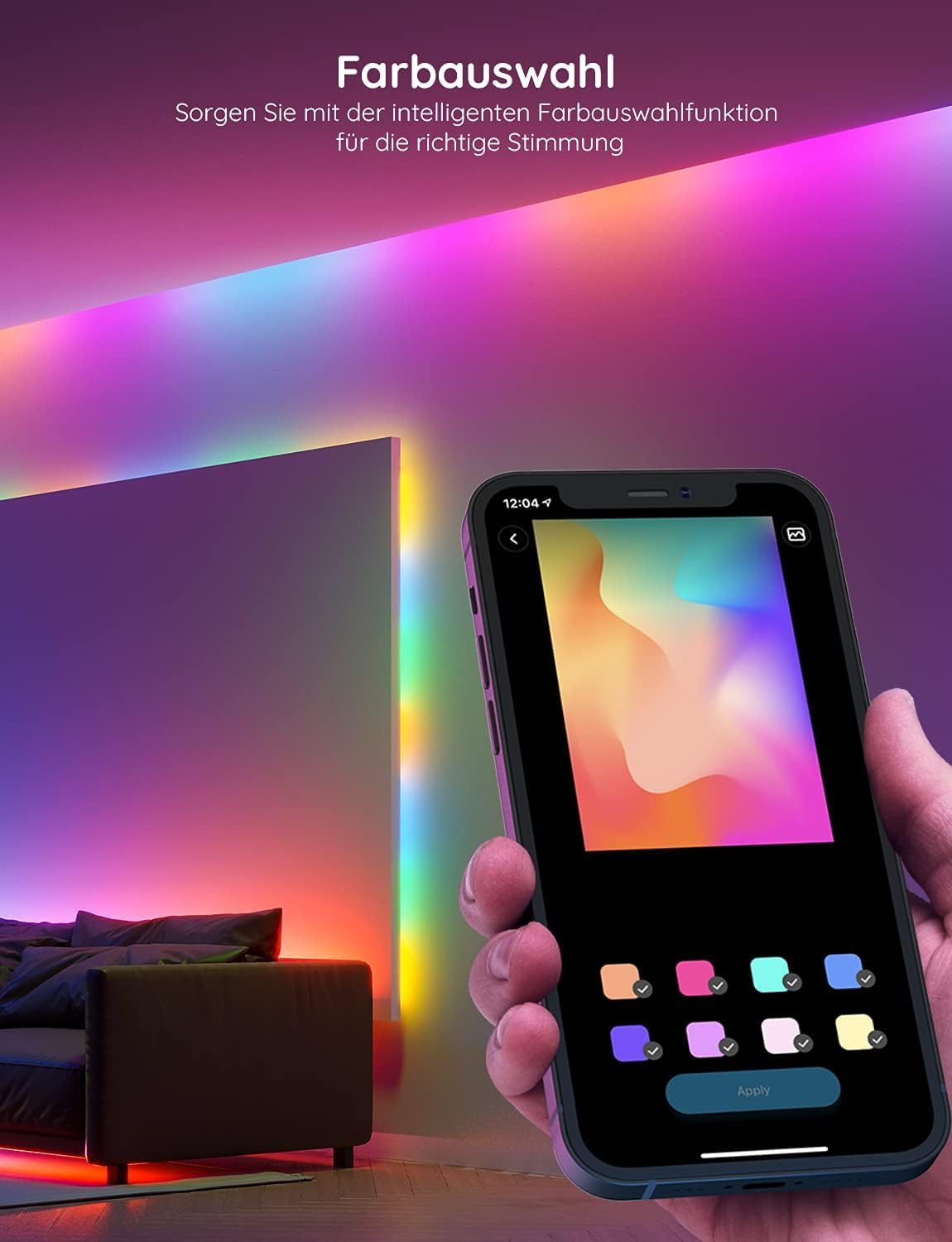 Govee RGBIC LED Strip 20M Music Sync Segment Control Colour Changing 64 Scene Modes App Controlled for Party Home Bedroom TV 2 Rolls 10M image number 6