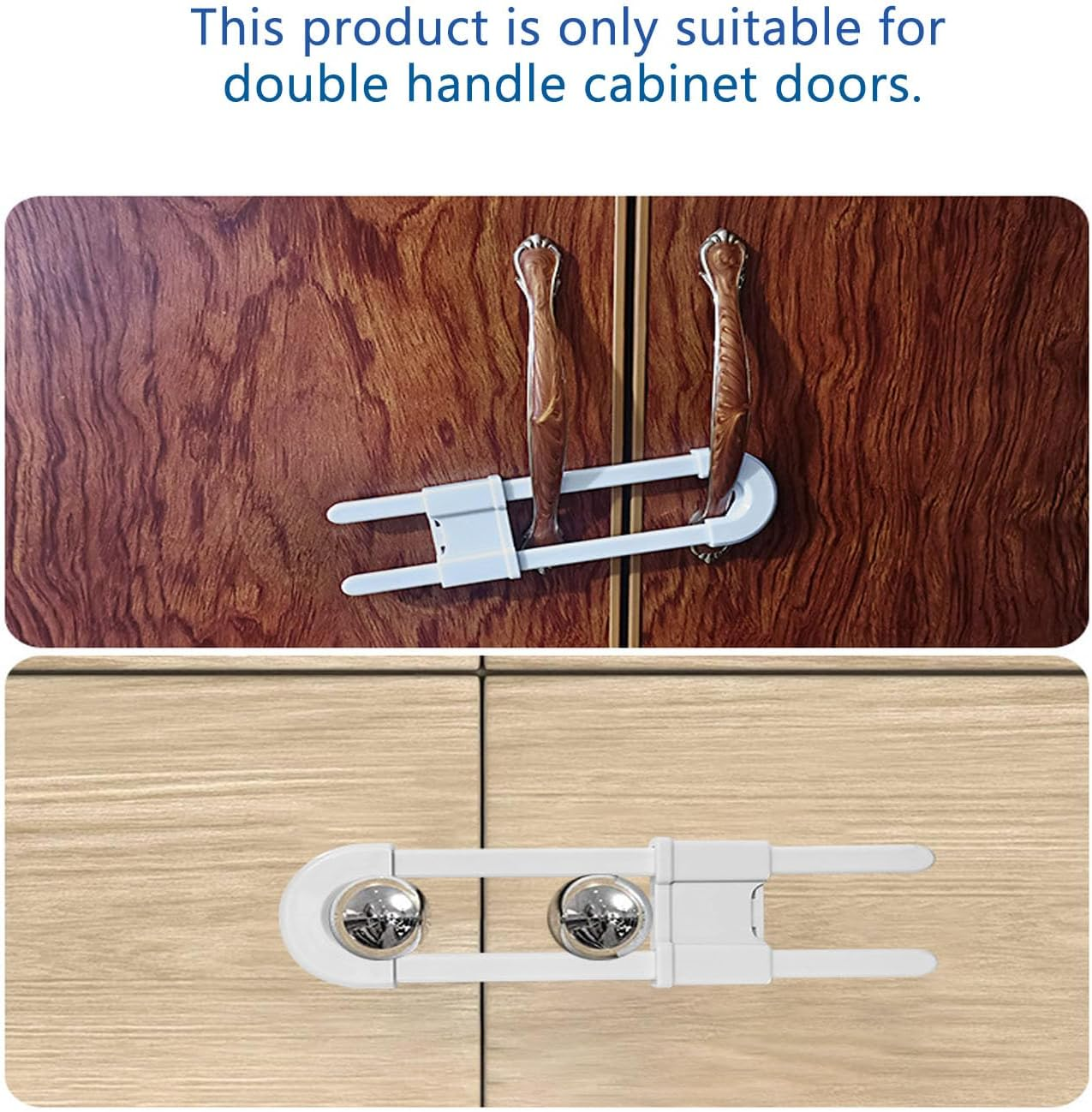 LYSAIMG Sliding Cabinet Locks Child Safety,6Pcs Adjustable Baby Proofing for Both Cabinet Knob and Cabinet Handle,Without Drilling or Adhesive,Proof Your Kitchen,Bathroom,Storage Door (White) image number 2