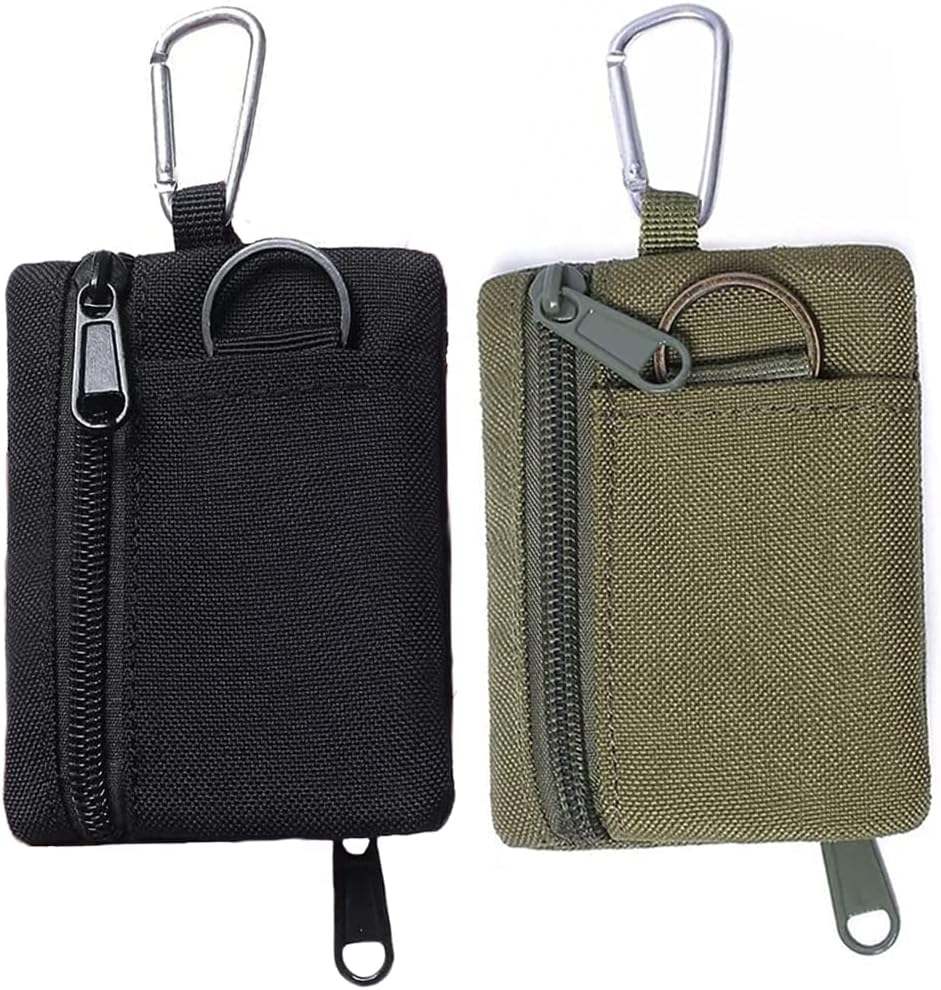 Tactical Keychain Pouch - Military Mini Size Belt Gear EDC Pocket Organizer as Coin Purse ID Card Holder Car Fob Key Waist Case Wallet Earphone Pack - 2 Orange image number 3