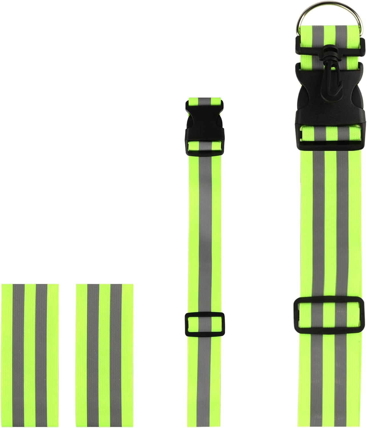 4Pcs Hi Vis Reflective Running Gears: 1 High Visibility Reflective Sash,1 High Vis Straps,2 Reflective Armbands, Adjustable Reflective Belt Sash for Women Men Walking Cycling Running Reflective Gear image number 6