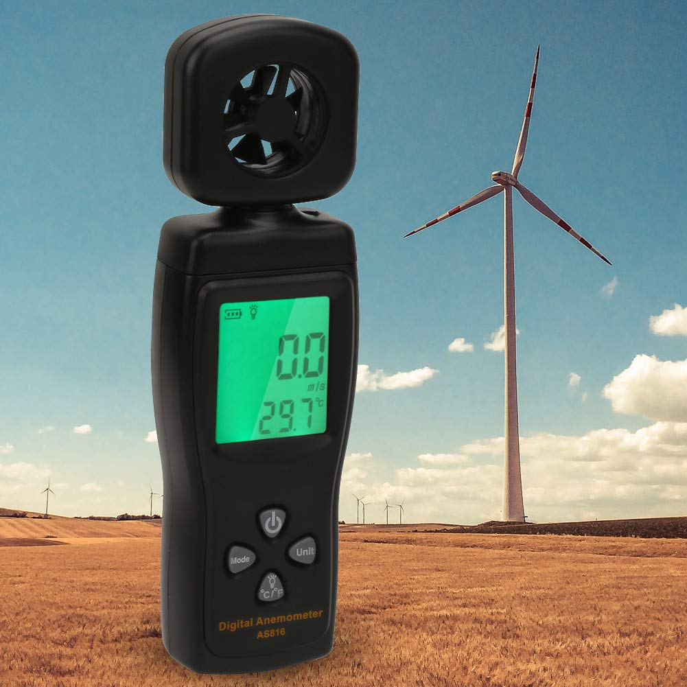 2 in 1 Wind Speed & Temperature Measurement Digital Anemometer AS816 Speed Air Tester Handheld LCD Weather Instruments for Sailing Surfing Fishing, Portable Gauges, image number 5
